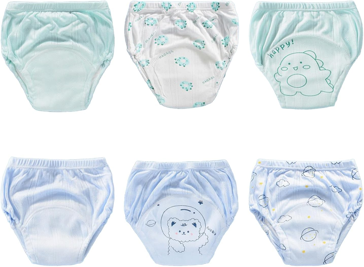 ZONEY 6 Packs Training Pants, Baby Boys Girls Underwear Cute Cartoon Toddler Potty Leak-Proof Cotton Training Pants, Summer Washable Baby Training Breathable Diaper Pants,Suitable for 1-3 Years (B, S)