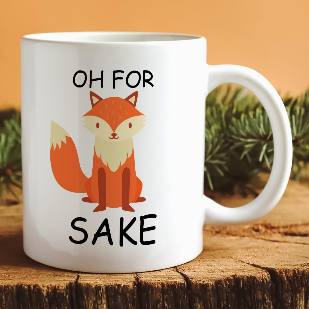 Oh for Sake Coffee Mug, Funny Fox Coffee Mug Gift, Fathers and Mothers Day Birthday Christmas Gifts Fun Tea Cup White 11 OZ image number 5