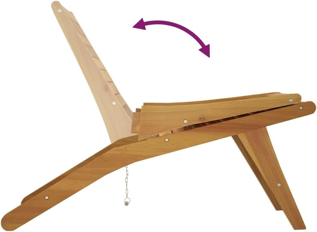 Vidaxl Garden Chair, Solid Teak Wood, Foldable Backrest, Brown, Ideal for Patio Terrace or Garden, 60 X 90 X 65 Cm image number 6