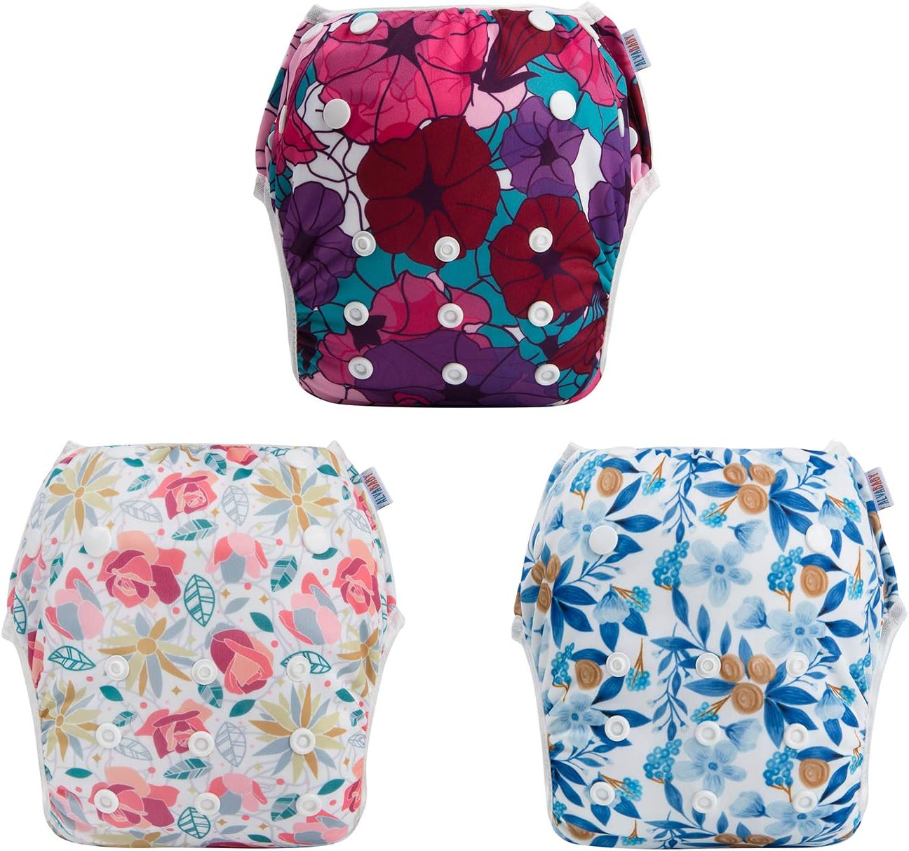 ALVABABY Swim Diaper 3Pcs Baby Swim Diapers Reusable Washable Adjustable for Swimming Lesson Baby Toddler Boys Girls 0-3T 3SWY03-AU