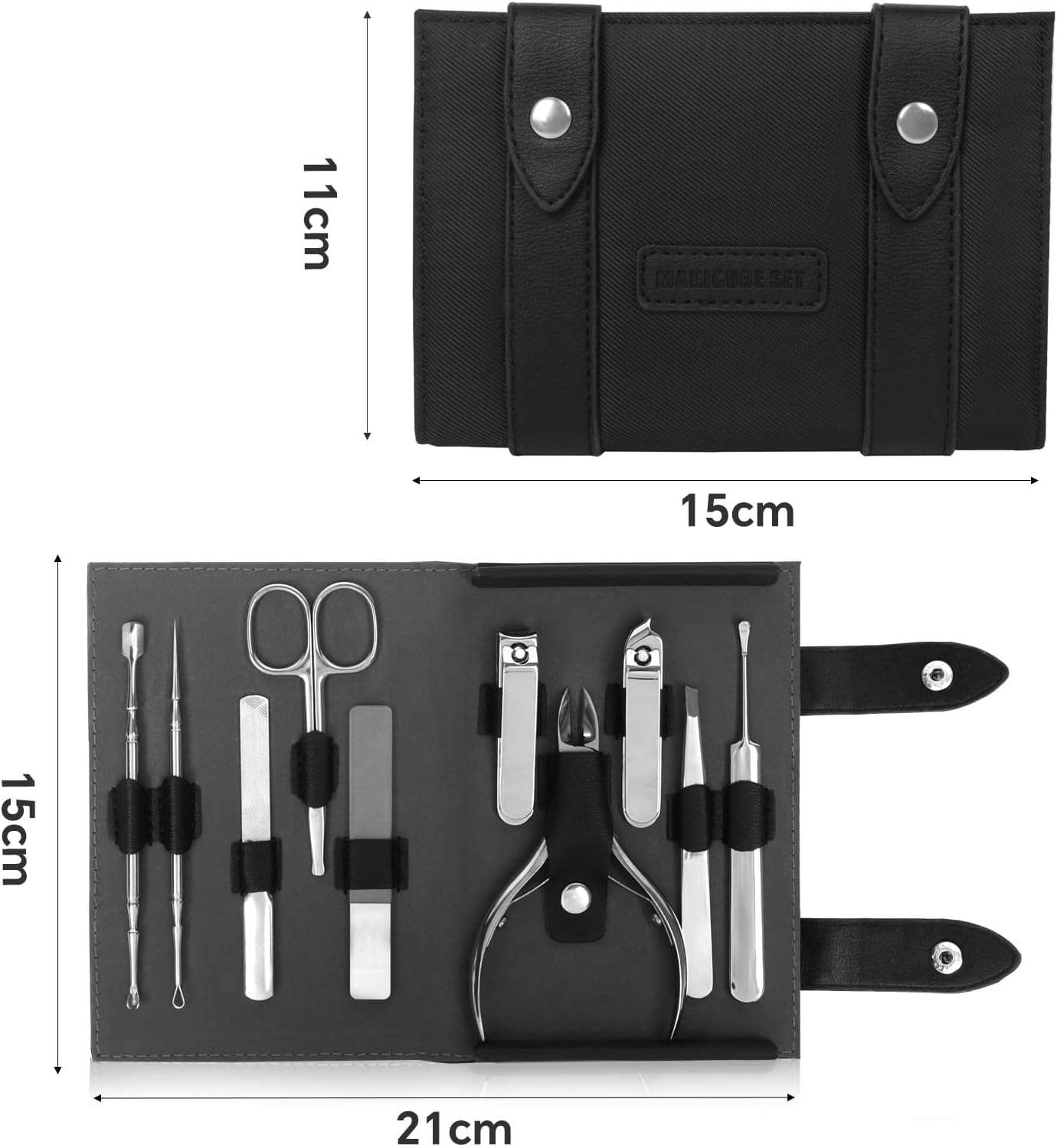 DAWNTREES Nail Clippers Set Fingernail and Toenail Clipper Cutters, Manicure Pedicure Kit -10 Pieces Stainless Steel Professional Grooming Kits, Nail Care Tools with Luxurious Travel Case image number 1