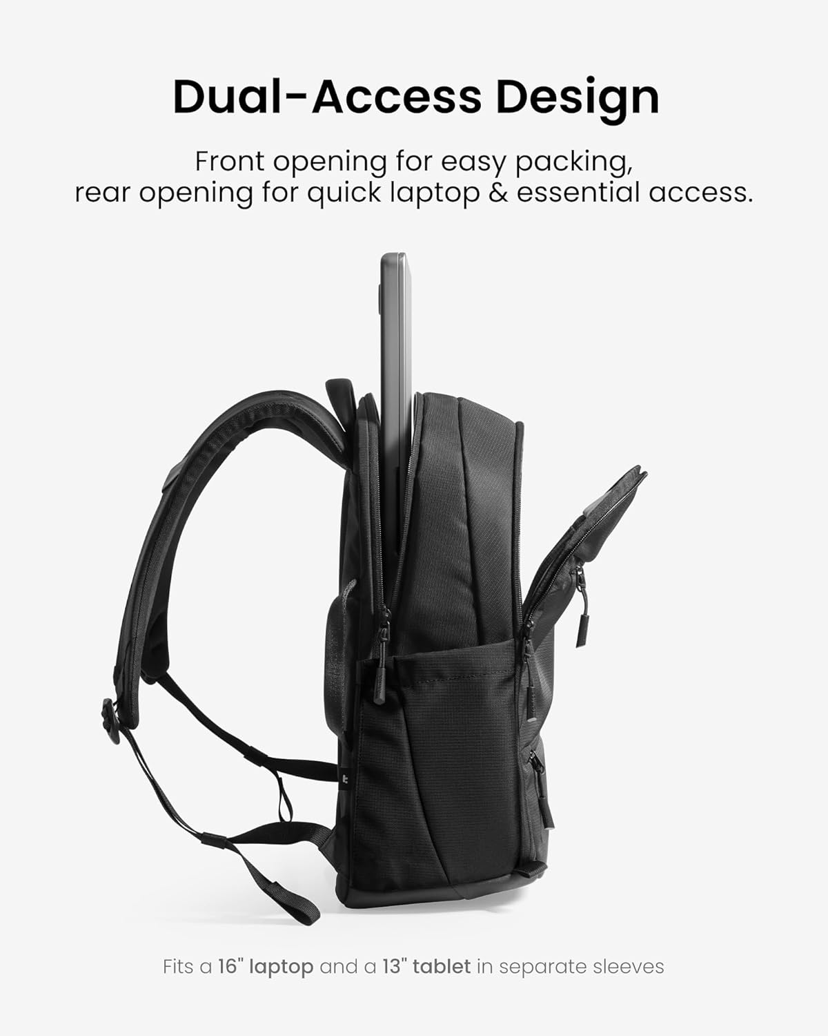 Tomtoc 16-Inch Laptop Backpack, 22L Lightweight Daypack with Dual-Access Design, Protective Organised Work Bag for Office, Daily Commute, Weekends & Everyday Carry image number 5