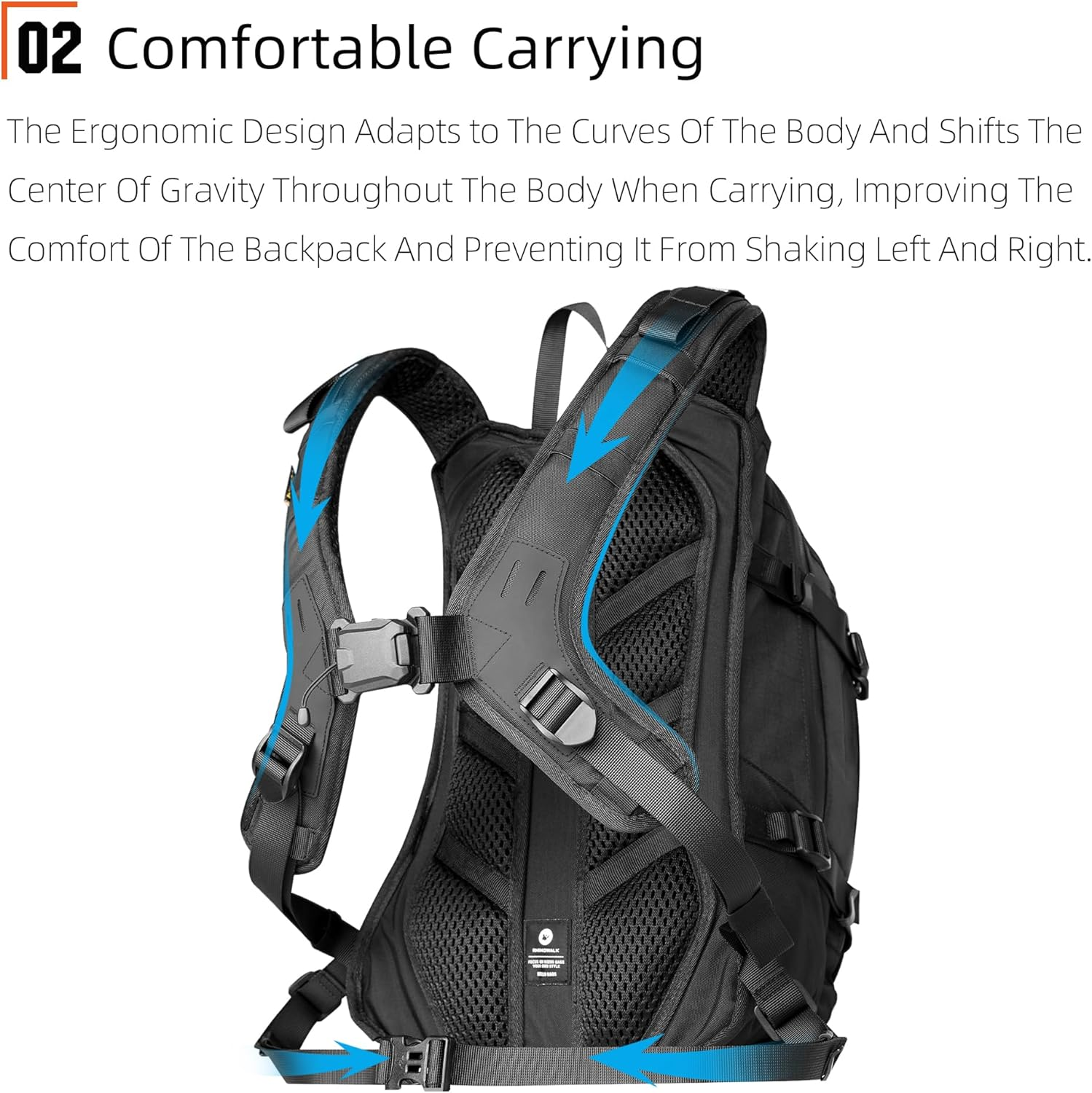 Rhinowalk Motorcycle Backpack &ndash; Helmet Holder, Rain Cover, Hydration Bladder Hole &ndash; Sports Backpack for Hiking, Climbing, Cycling, Running, Camping image number 3