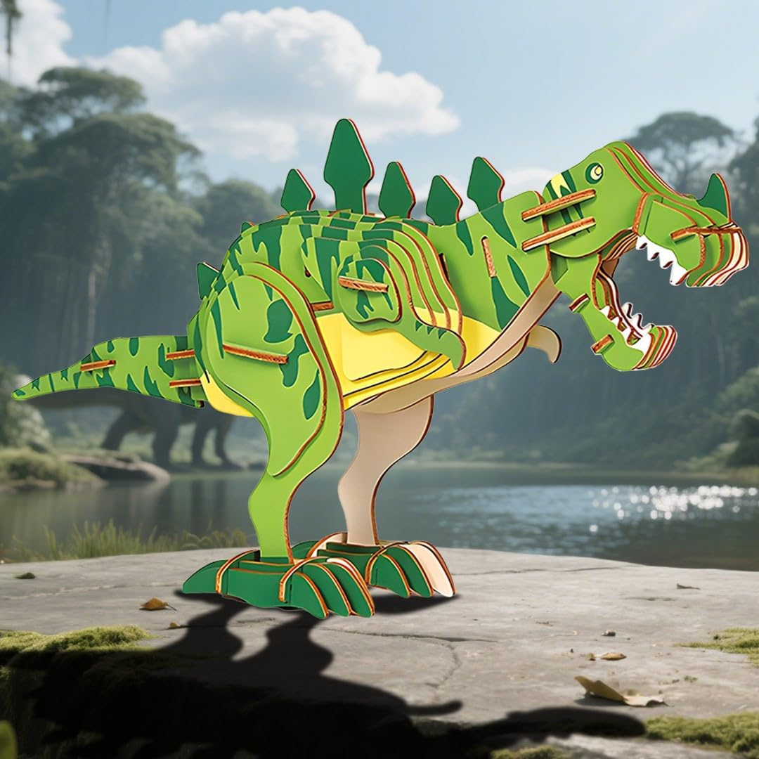3D Wooden Puzzle T-Rex Dinosaur Tyrannosaurus Rex DIY Model Kit &ndash; 67Pcs Laser-Cut Snap-Fit Assembly, No Glue STEM Craft Home Decor Desktop Ornament Gift