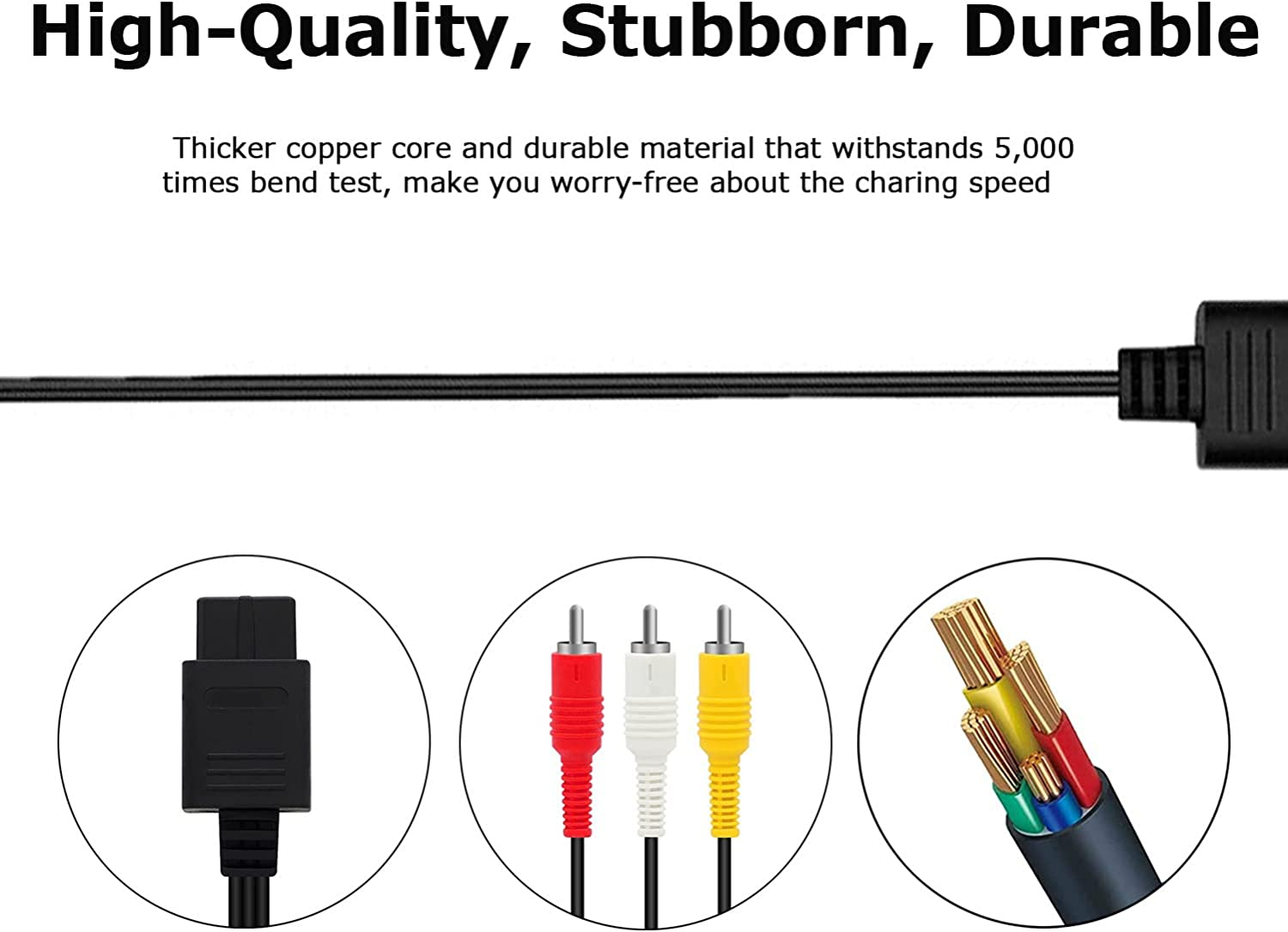 N64 AV Cable, 2 Pack Audio Video AV Composite Cable Cord for Nintendo 64 N64, Super Nintendo SNES, Gamecube GC TV Game 1.8M/6FT image number 2