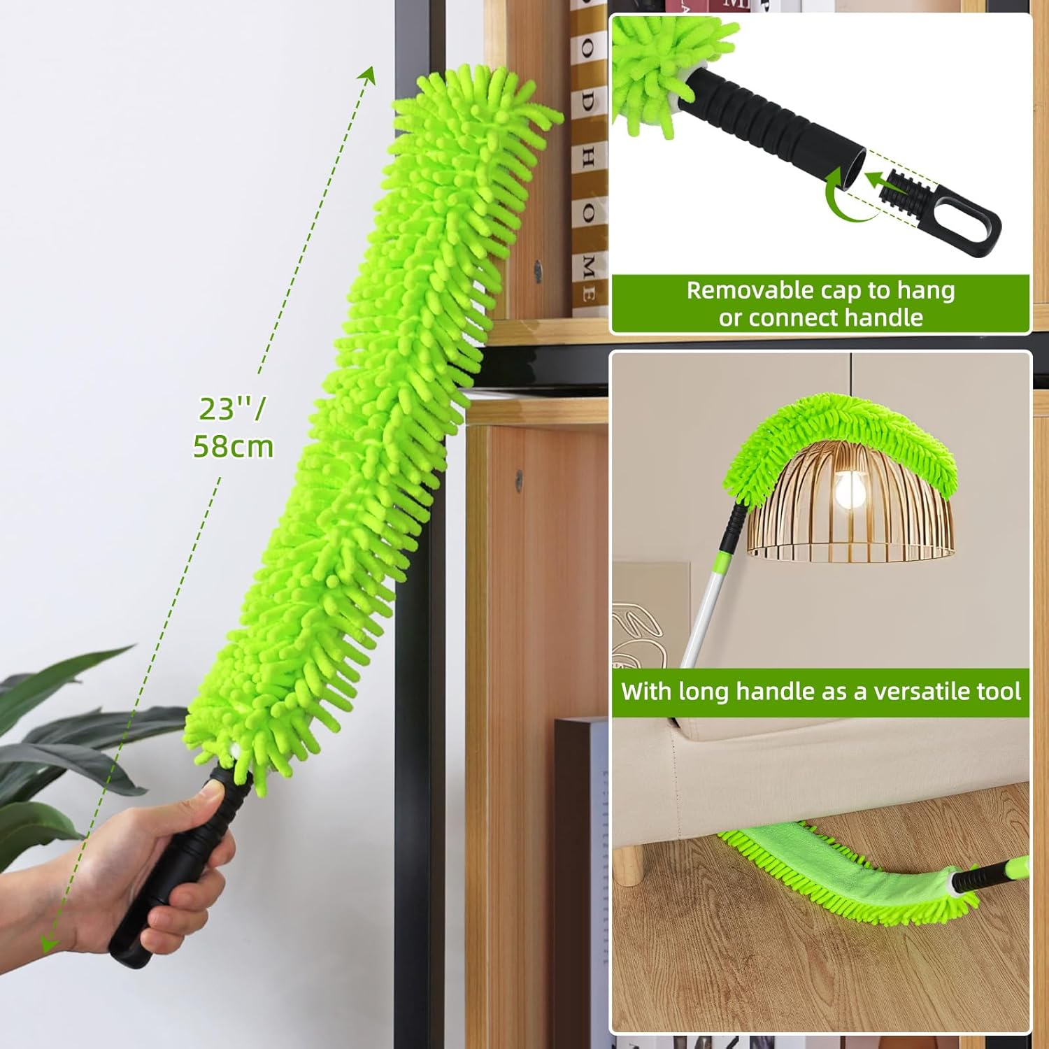 Ceiling Fan Cleaner Duster with 75'' Extension Pole, Flexible Fan Duster for Ceiling Fan Blades, Reusable Cleaning Tool for High Ceiling Fan, Skinny Duster for Tight Spaces image number 3