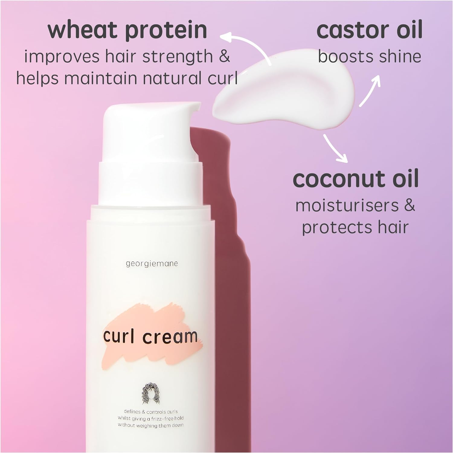 Georgiemane Curl Cream 200Ml, Provides Hold & Control, Enhances & Defines Curls, Moisturises and Protects Curls, 100% Vegan & Cruelty Free, for Curly Hair