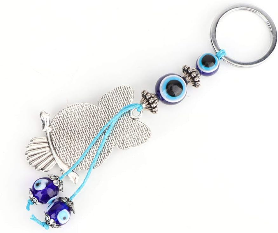 Evil Eye Key Chain, Evil Eye Owls Key Ring Blue Turkish Protection Charm Keys Holder Good Luck Hanging Stylish Pendants Car Handbag Decor Ornament Family Friends Birthday Christmas Graduation