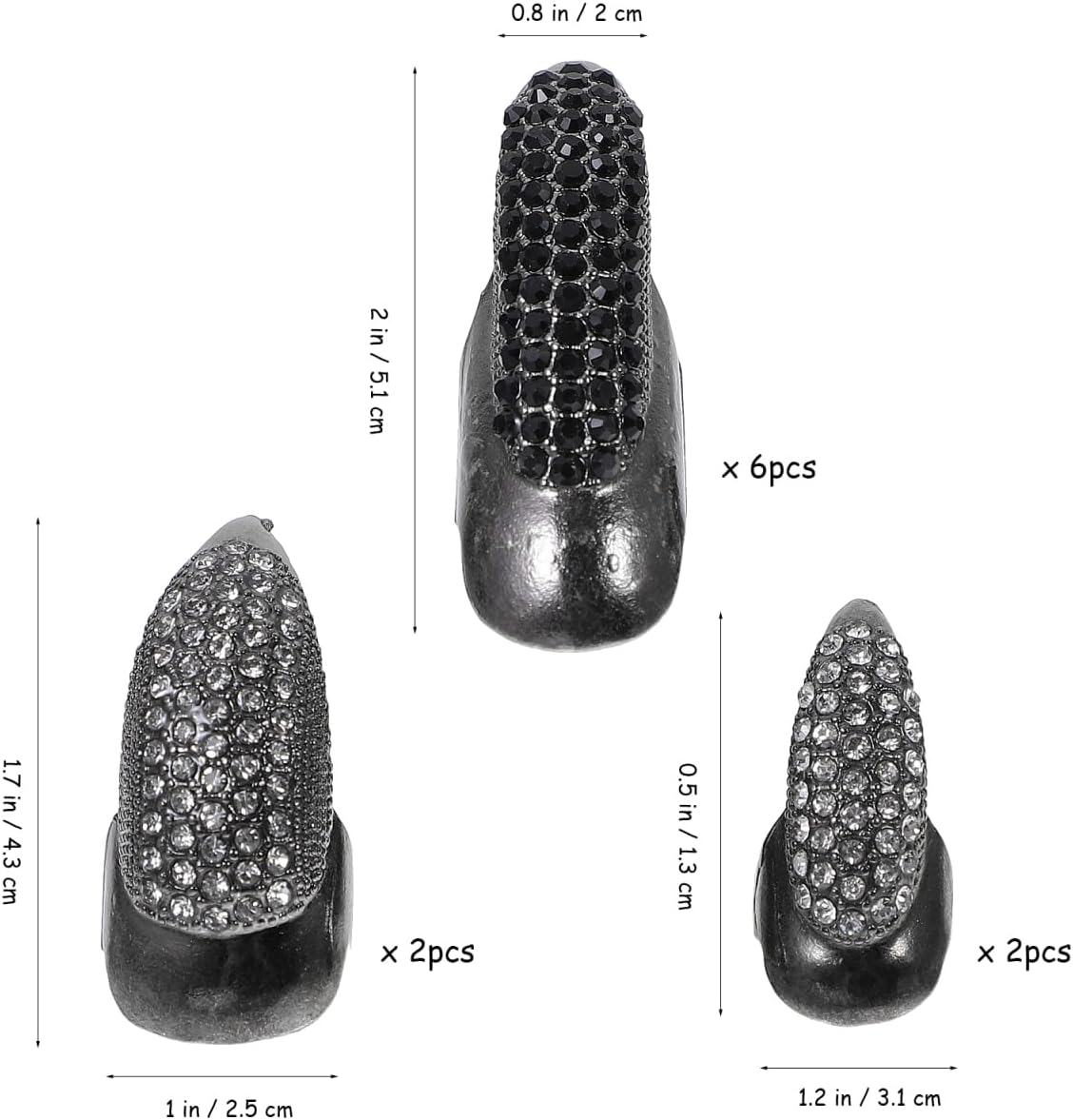 Beaupretty 30 Decorative Nails Metal Gothic Rings Claw Nails Nail Claw on Fingertip Nail Decoration Costume Jewellery Fingernail Claw Gothic Claw Rings image number 4