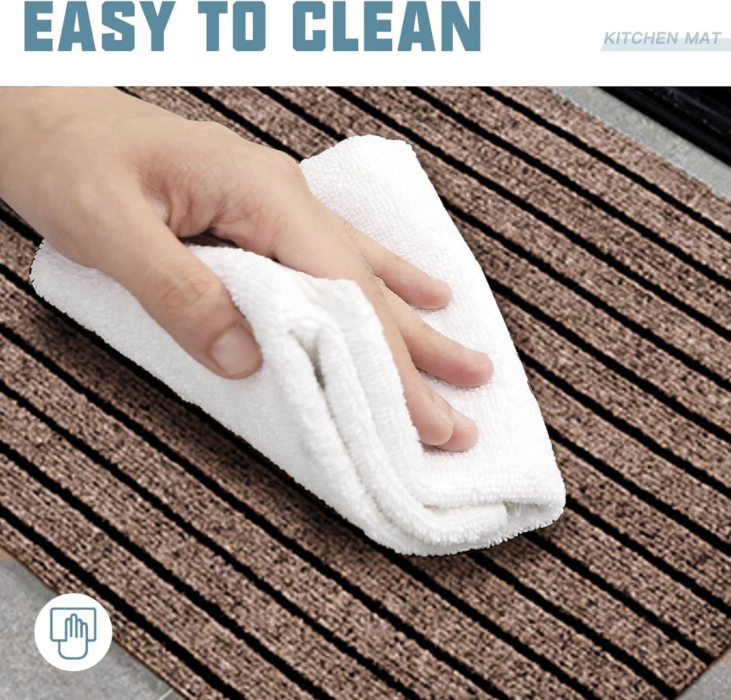 Kitchen Mat for Floor, Anti-Slip Kitchen Rug, Washable Kitchen Floor Mat Runner Carpets (BR) - Black image number 7