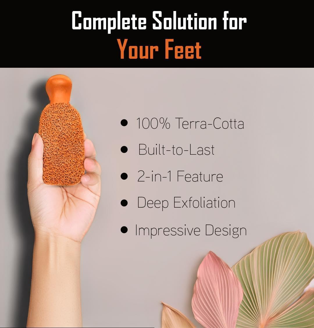 QUBA LINEN Pumice Stone for Feet - 2-Sided Terra Cotta Foot Scrubber, Professional Exfoliating Clay Stone for Feet Hands Body Care - Pumice Stone for Feet Callus Remover image number 1