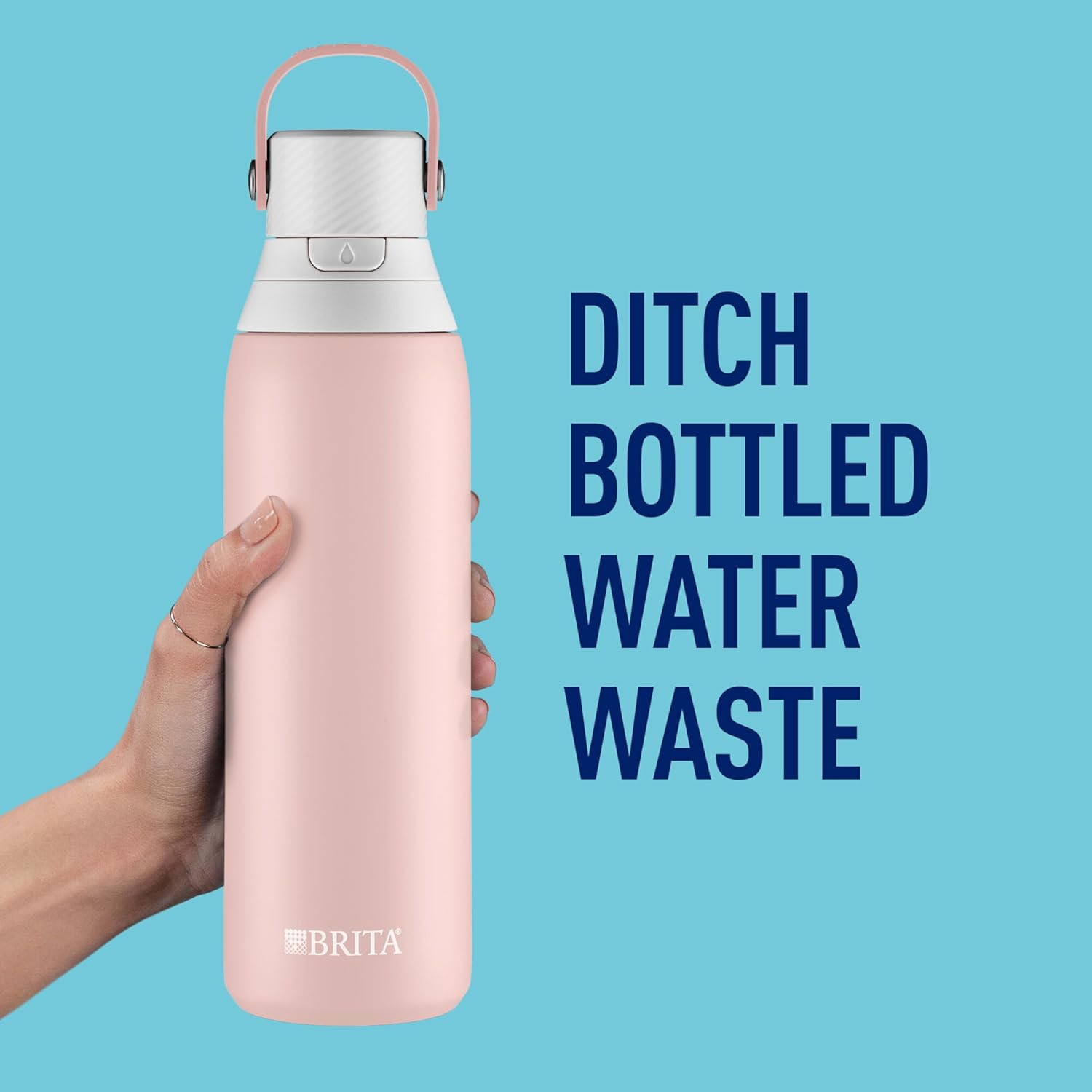Brita Stainless Steel Premium Filtering Water Bottle, Bpa-Free, Reusable, Insulated, Replaces 300 Plastic Water Bottles, Filter Lasts 2 Months or 40 Gallons, Includes 1 Filter, Rose - 20 Oz. image number 4