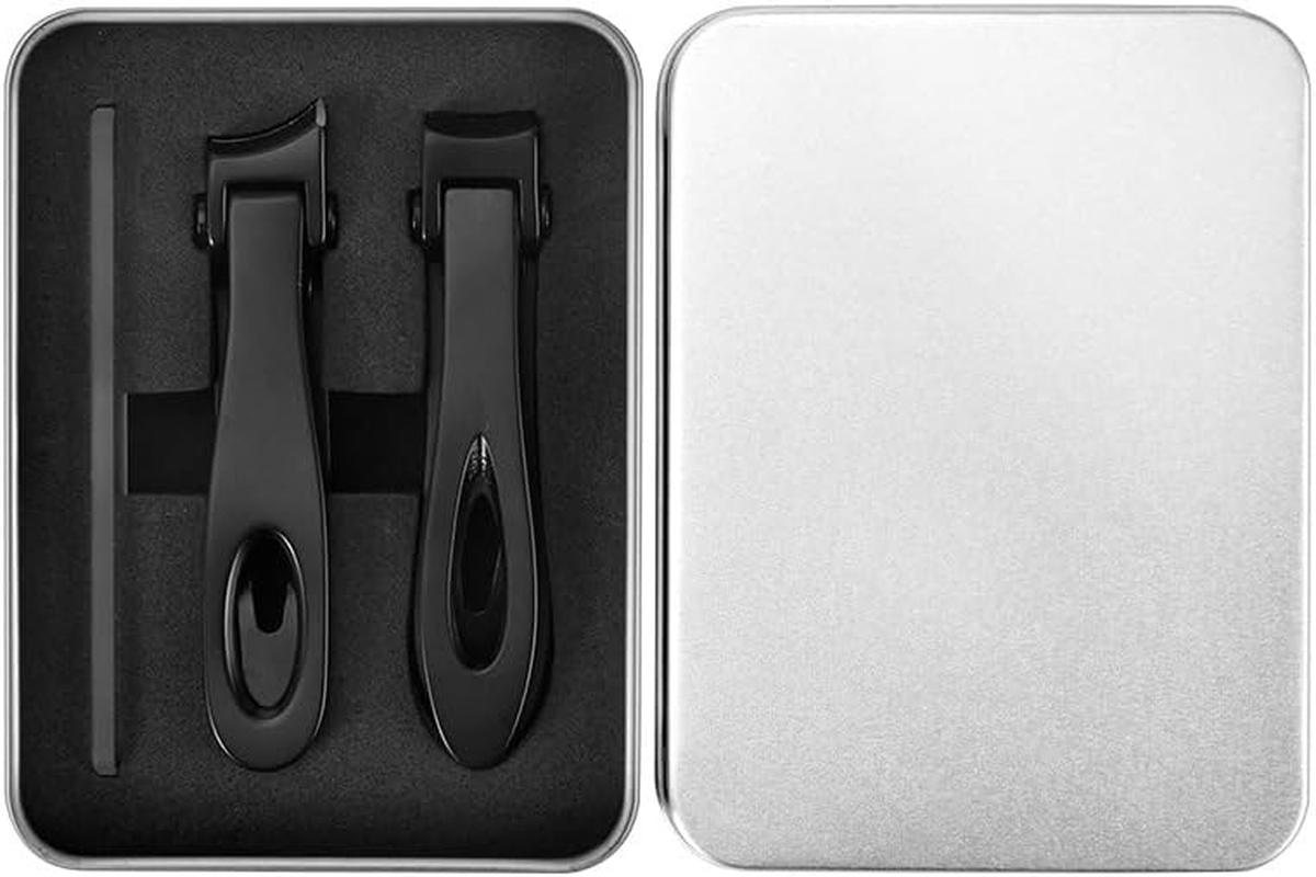 JZS Oversized Thick Nail Clippers for Thick Toenails or Tough Fingernails, Stainless Steel Toenail & Fingernail Cutter Trimmer, Set of 3, Black