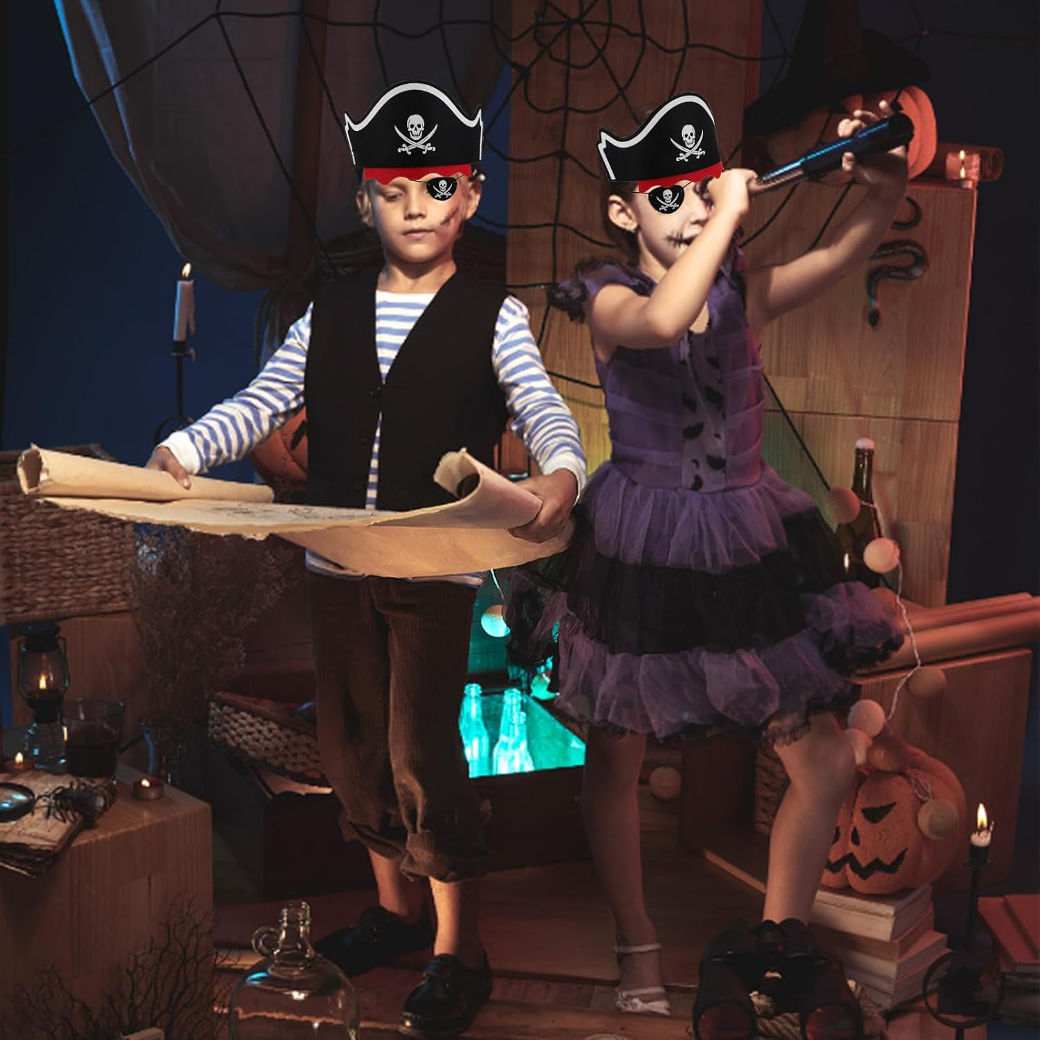 36Pcs Pirate Accessories, Pirates Cosplay Pirate Eye Mask Hat Knife Costume for Dressing Ball Cosplay Theatre image number 5