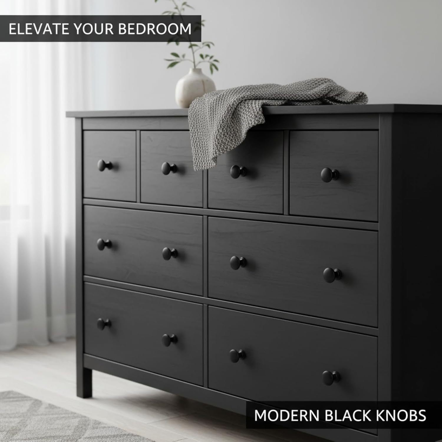 12 Pcs Vintage Brass Drawer Handles, 30Mm round Furniture Door Knobs, DIY Cabinet Knobs for Home Upgrade and Decoration Projects (Black) - Black image number 6