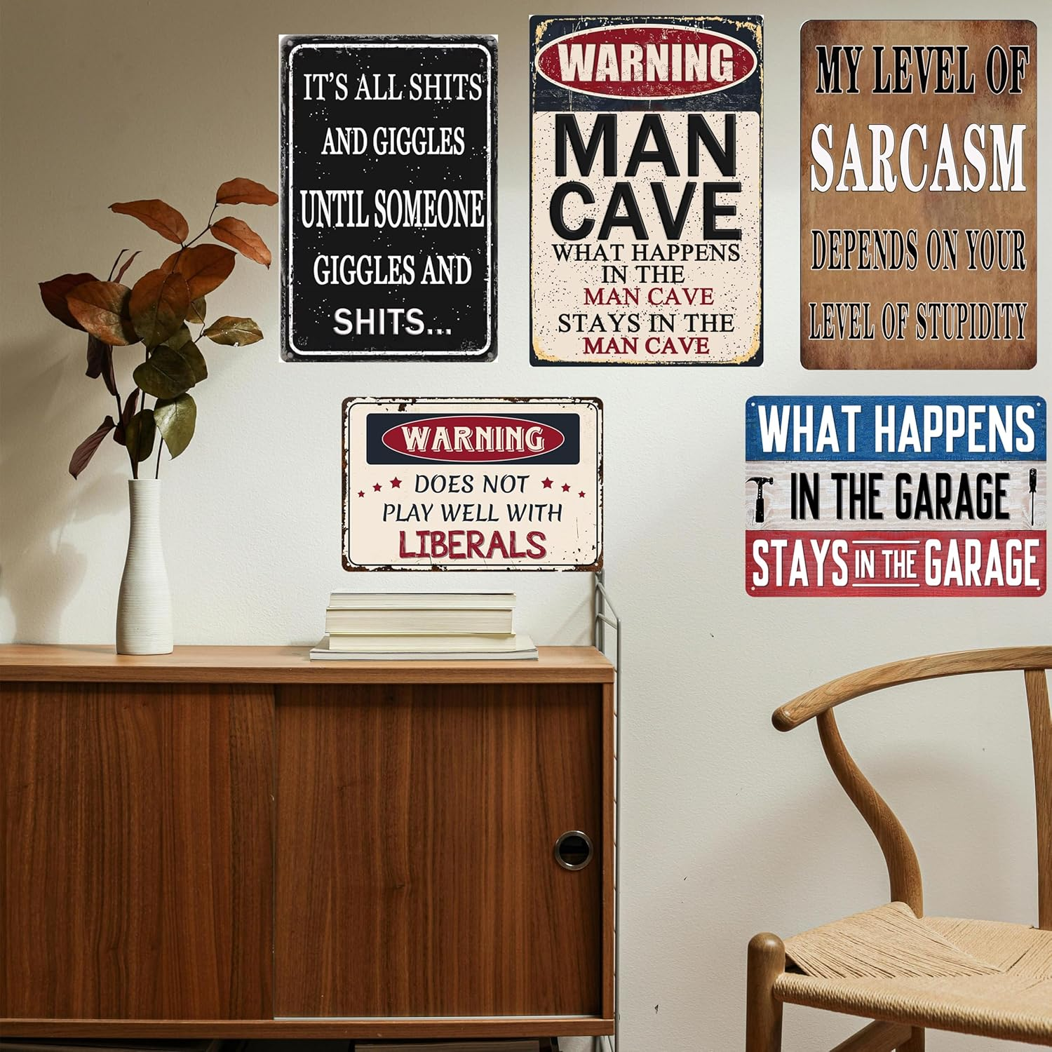 Funny Sarcastic Metal Tin Sign Funny Signs for Bedroom Man Cave Decor for Men Garage Cool Stuff for Your Room Boys My Level of Sarcasm Depends on Your Level of Stupidity Sign Bar Shop Signs 8X12 Inch image number 4