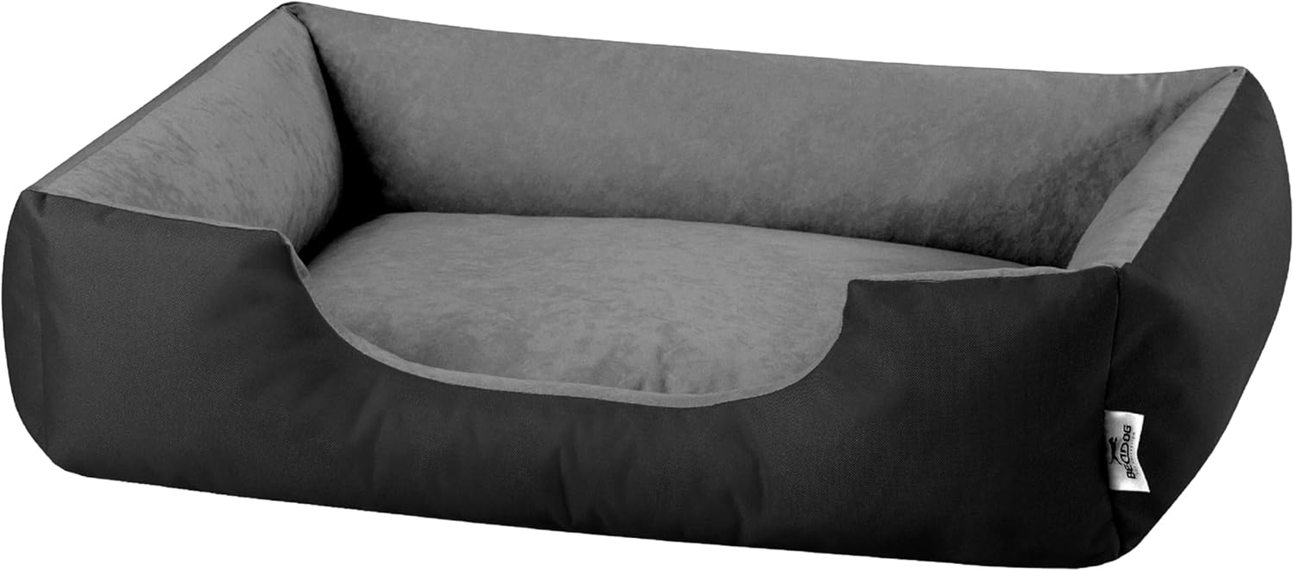 Beddog Lupi Dog Bed with Removable Washable Cover, Dog Basket, Dog Sofa for Medium Large Dogs, L, Black/Grey image number 6