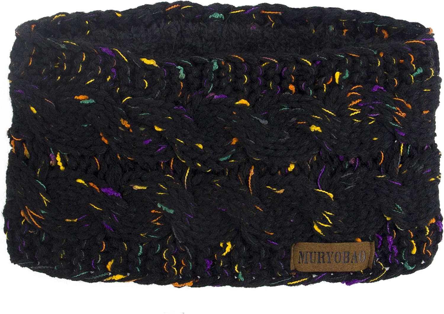 Muryobao Women Winter Warm Headband Fuzzy Fleece Lined Stretch Thick Cable Knit Head Wrap Ear Warmer (Wine Red) image number 5