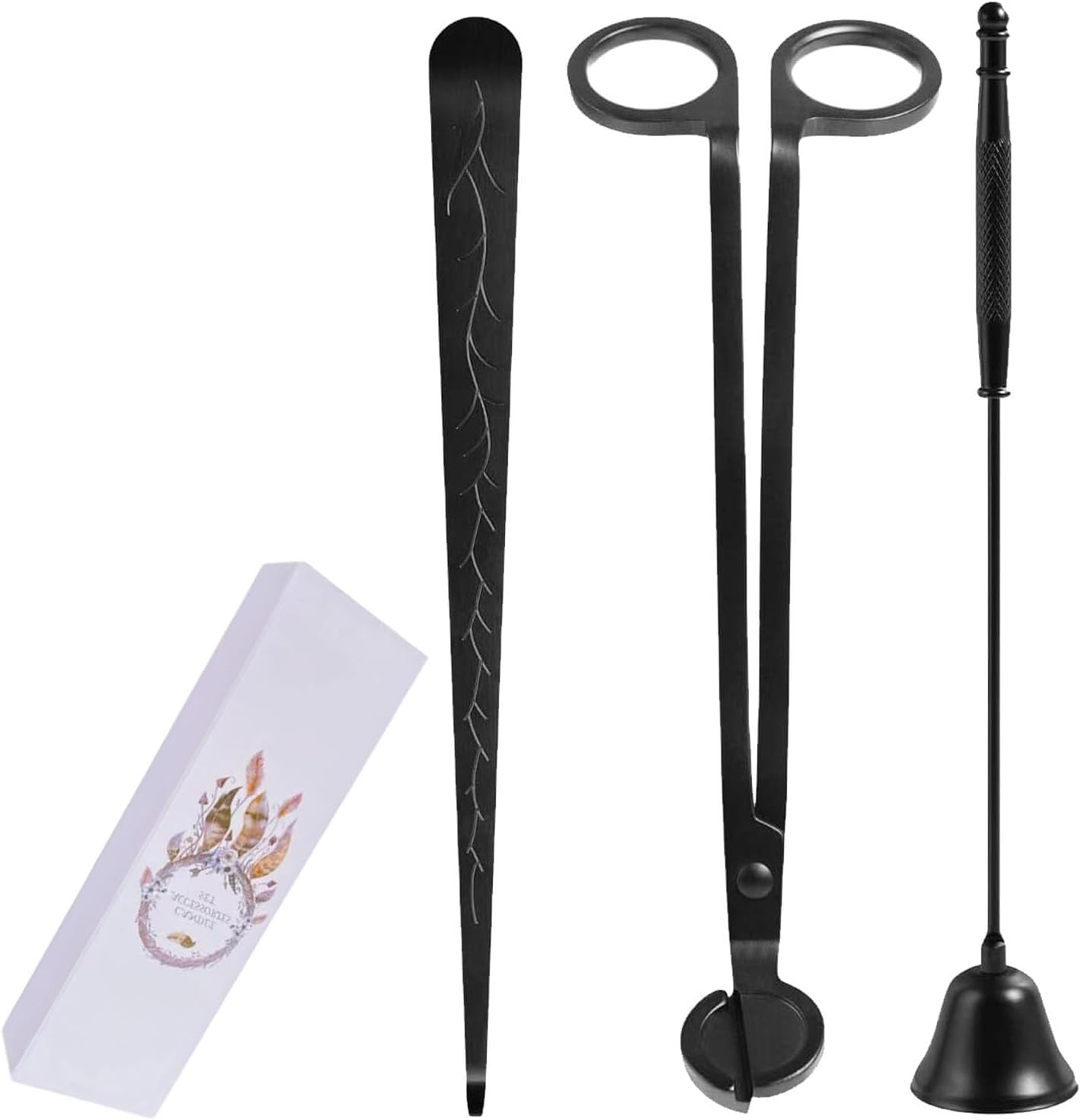 3 in 1 Candle Accessory Set - Wick Trimmer, Dipper, Snuffer and Cutter - Care Kit with Gift Package for Candle Lovers (Black) image number 4