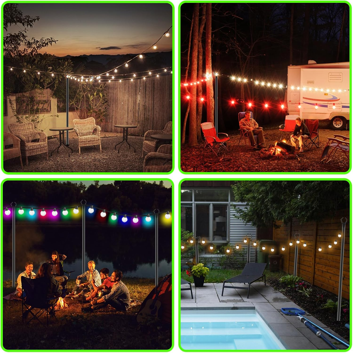 6 Pack 10FT String Light Poles, Metal Light Pole for outside String Lights with Fork, Hanging Light Pole for Patio, Adjustable Outdoor Lighting Poles for Backyard,Garden,Deck,Party,Wedding image number 2