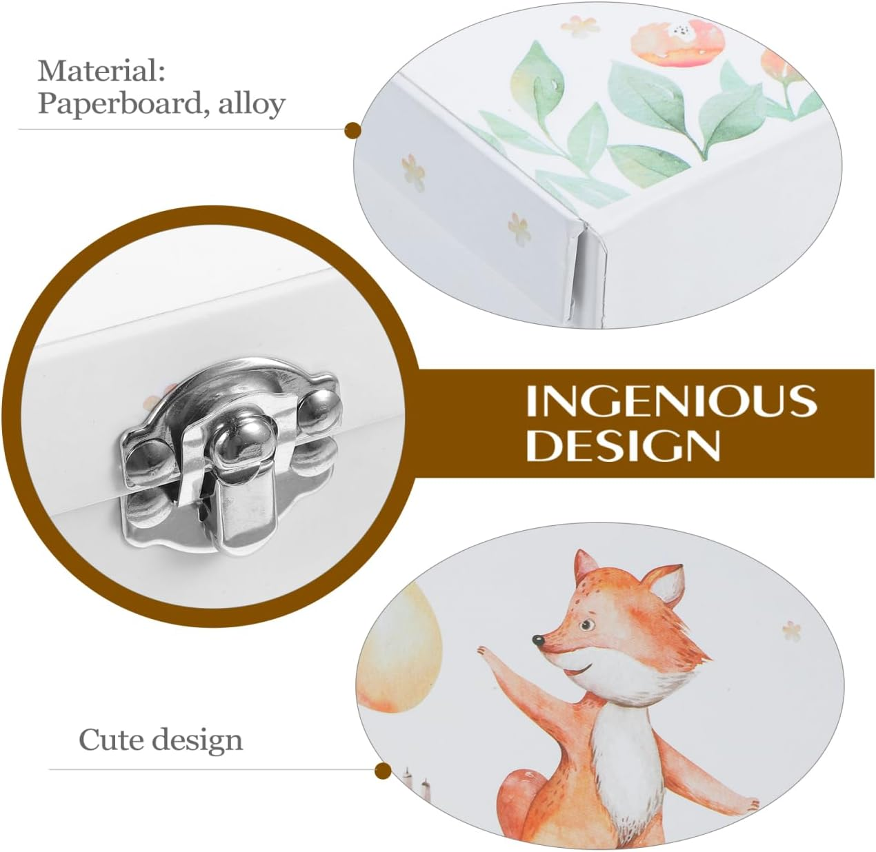 FRCOLOR Paperboard Suitcase Storage Box 9.8 Inch Kids Portable Toy Organizer DIY Craft Box for Birthday Party and Home Decoration image number 2