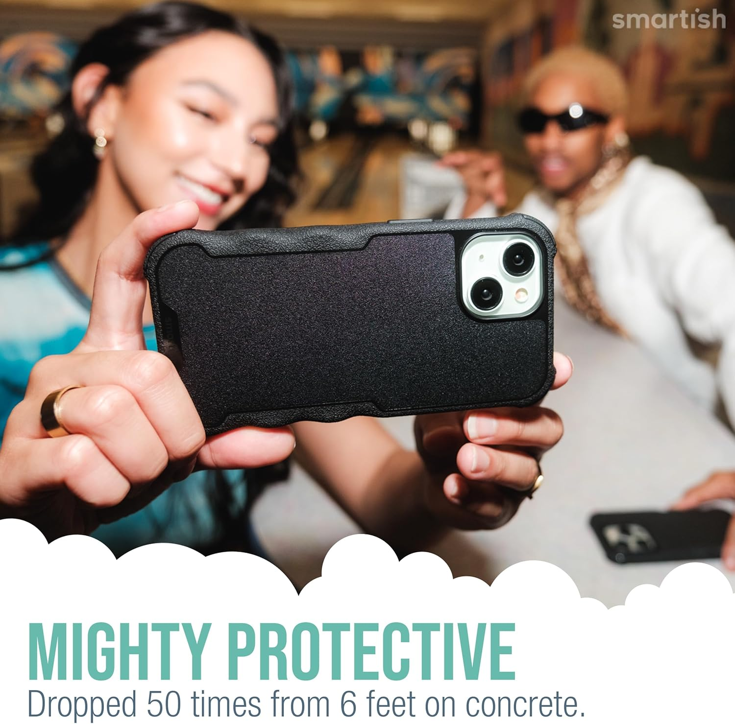 Smartish Iphone 15 Protective Case - Gripzilla Compatible with Magsafe [Rugged + Tough] Heavy Duty Armored Slim Cover with Drop Protection - Black Tie Affair image number 4