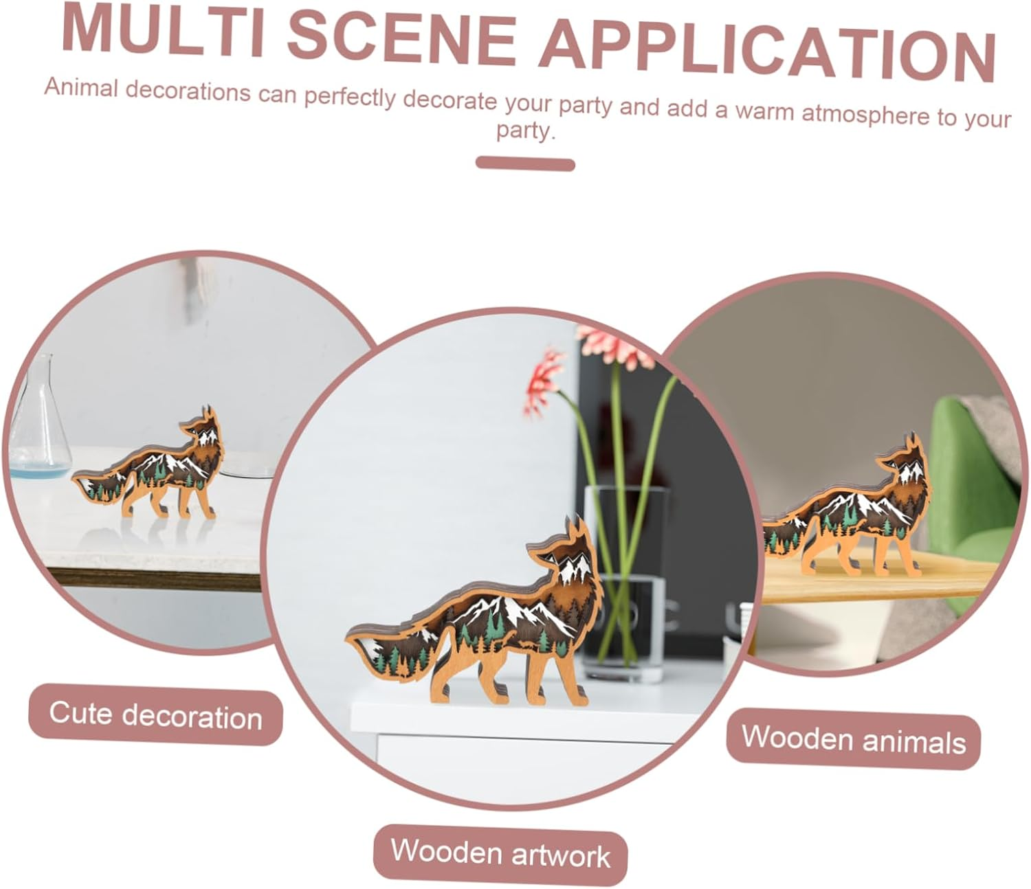 Christmas Themed Animal Wooden Decor Creative Animal Crafts for Home Supplies for Christmas Decor image number 2