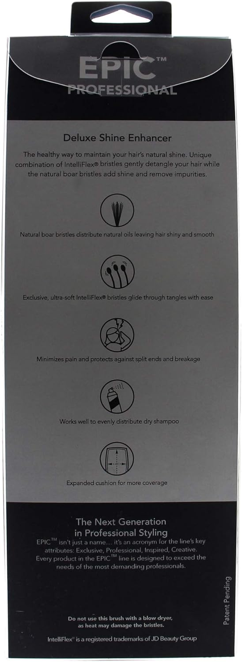 EPIC PROFESSIONAL Wet Brush Wet Brush Pro Epic Deluxe Shine Enhancer Brush, Black