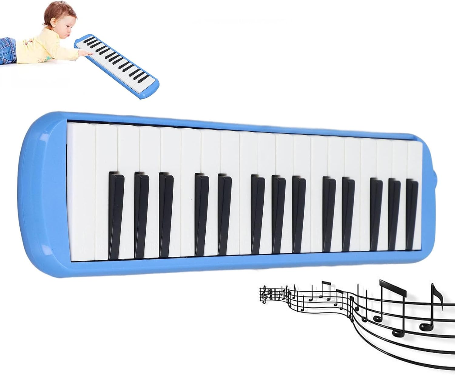 32 Keys Mouth Melodica, Air Piano Keyboard Soprano Melodica, Musical Instrument Toy for Students and Beginners with Mouthpiece, Blowpipe, Playing Organ, Carrying Bag image number 4