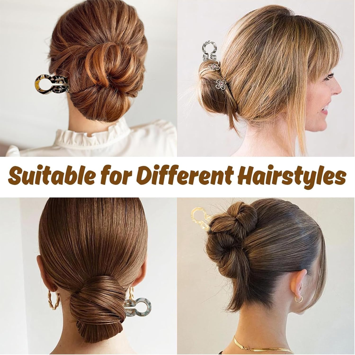 Jrusmr 4 PCS French Hair Pins for Women, Lialys Hairpins, U Shaped Hairclips for Thick or Thin Hair, Elegant Styling Accessories for Daily Use or Updos image number 6