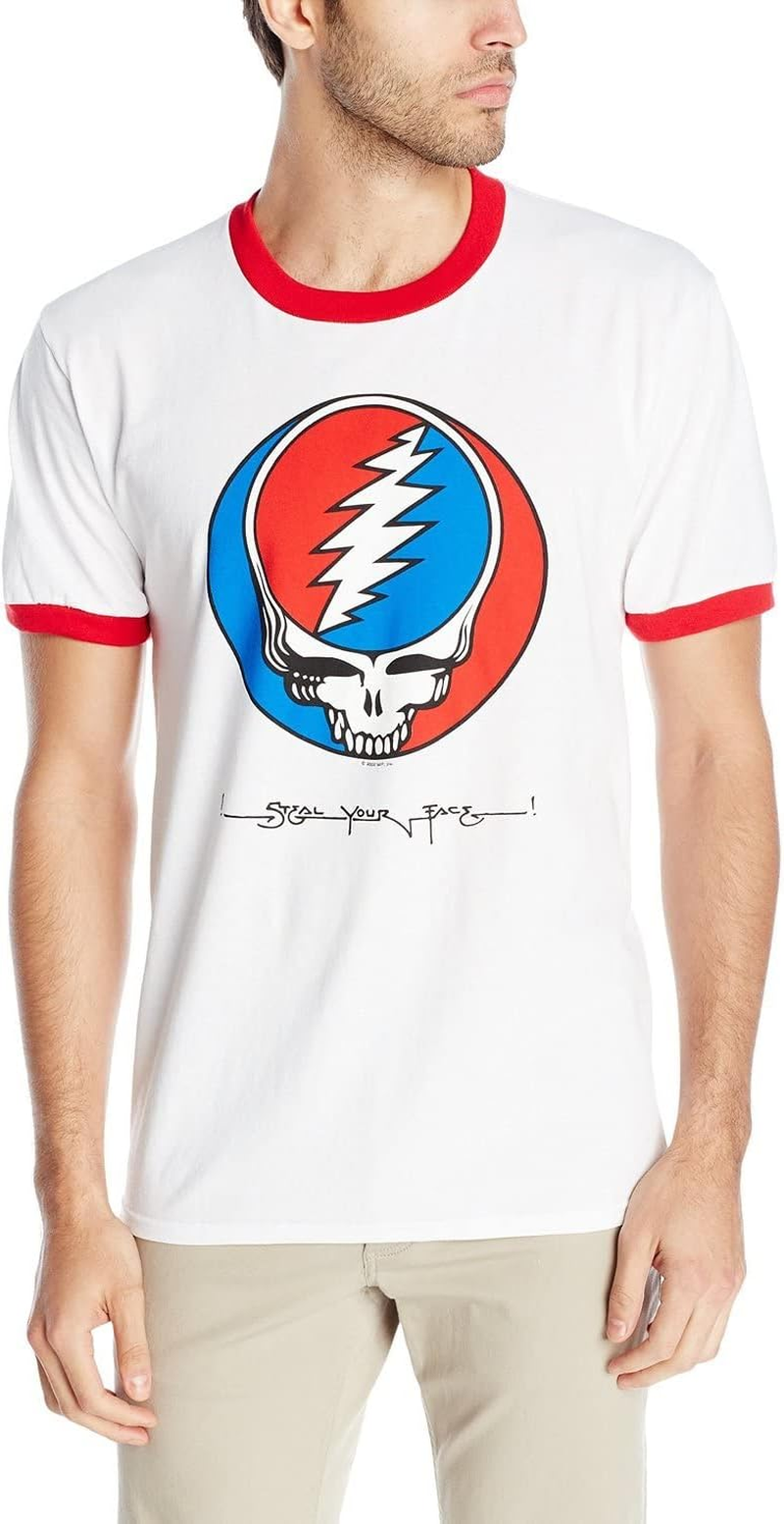Liquid Blue Grateful Dead Men'S White Xx-Large Ringer T-Shirt
