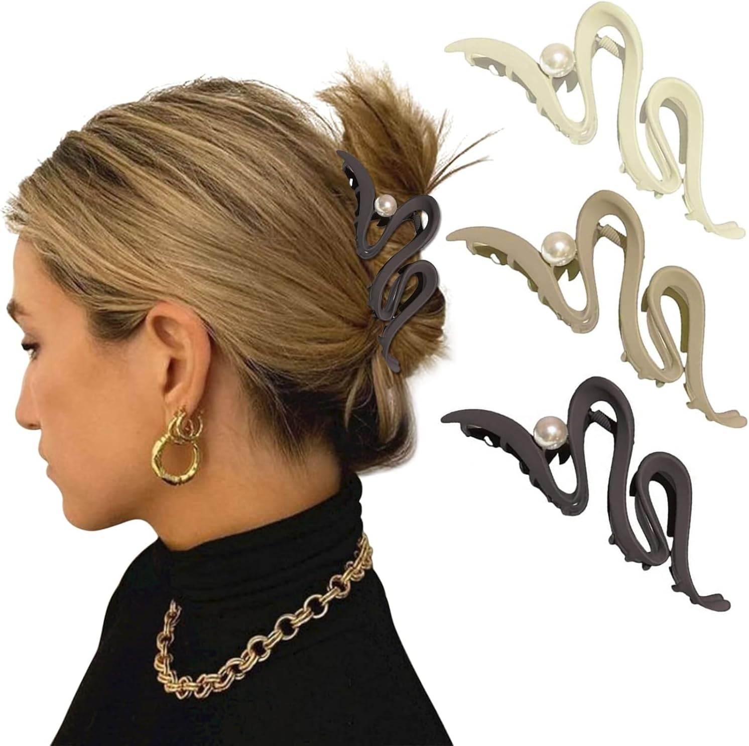 WEIPUER Pack of 3 Metal Hair Clips for Women, Large Hair Accessories, Hair Claws Clips for Women and Girls, Thick Hair Accessories image number 1