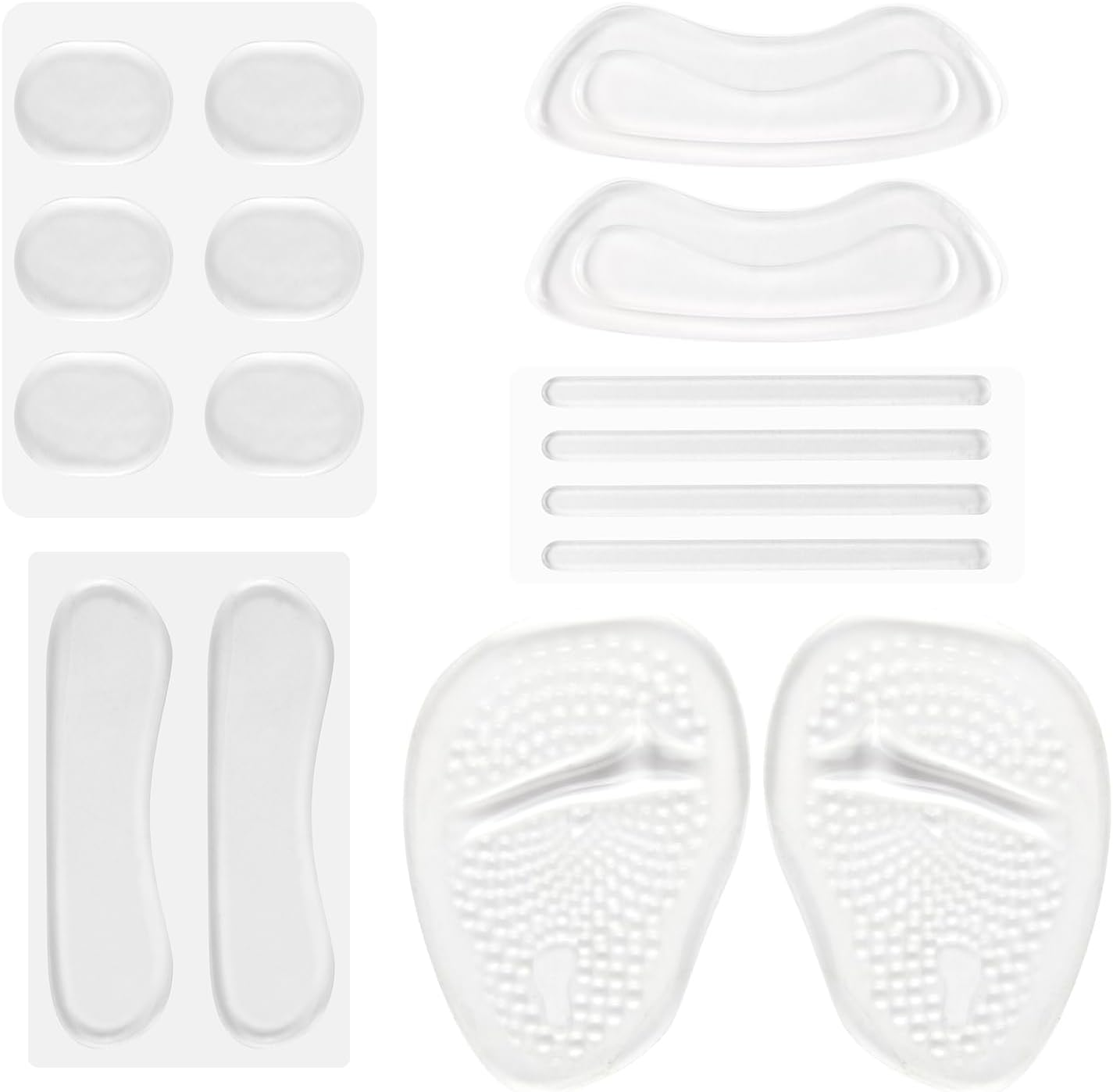 16 Pcs Heel Grips Liner Cushions Inserts, Self-Adhesive Tongue Pads Heel Grip for Shoes for Women and Men, 5 Shapes to Anti-Slip Improve Shoe Fit & Prevent Foot Pain Blisters (Clear) image number 3