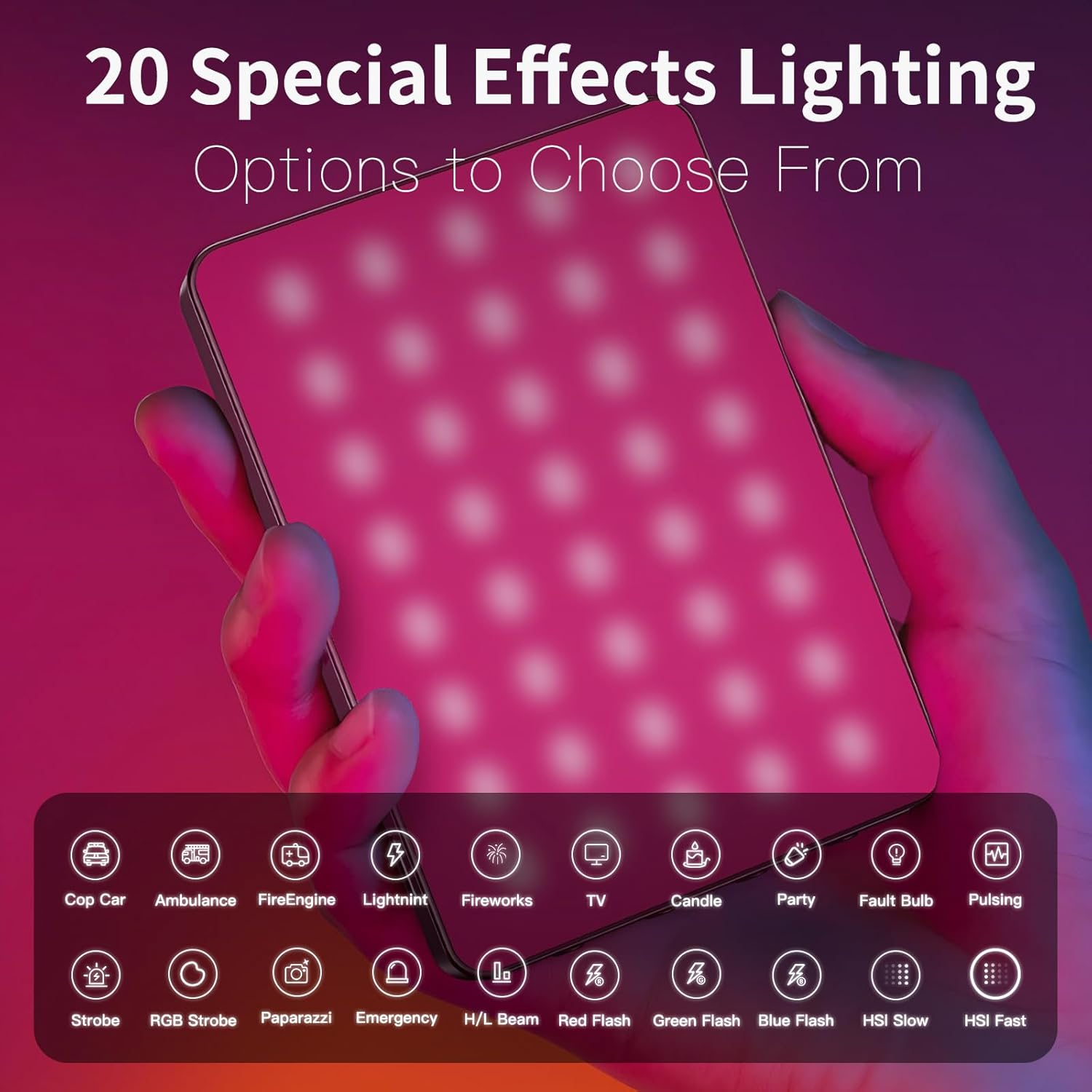 YLSD RGB Portable Selfie Light for Phone&Camera, 360&deg; Full Color 94 LED Video Light with Cold Shoe, CCT 3000K-9900K CRI 80+,1500Mah Rechargeable Ring Light for Photography/Vlog/Tiktok image number 6