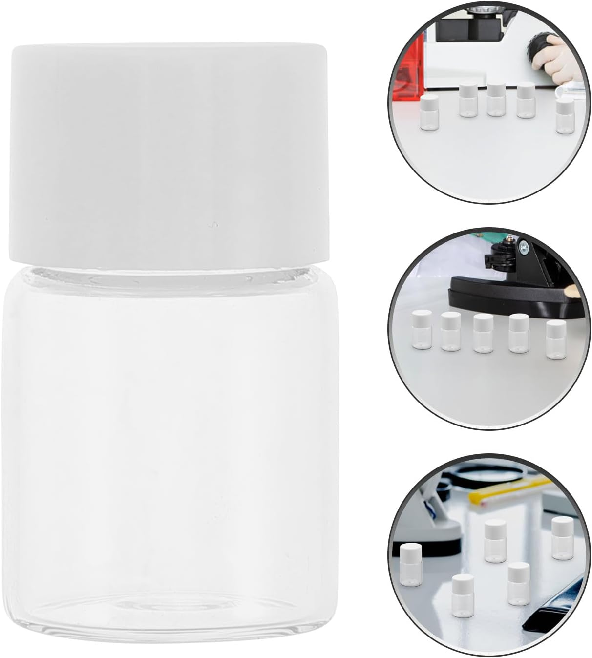 STAHAD 20Pcs 5Ml Glass Bottles with White Caps and Inner Leak-Proof Stoppers, Small Sample Vials for Travel Toner, Essential Oils, and Lab Use