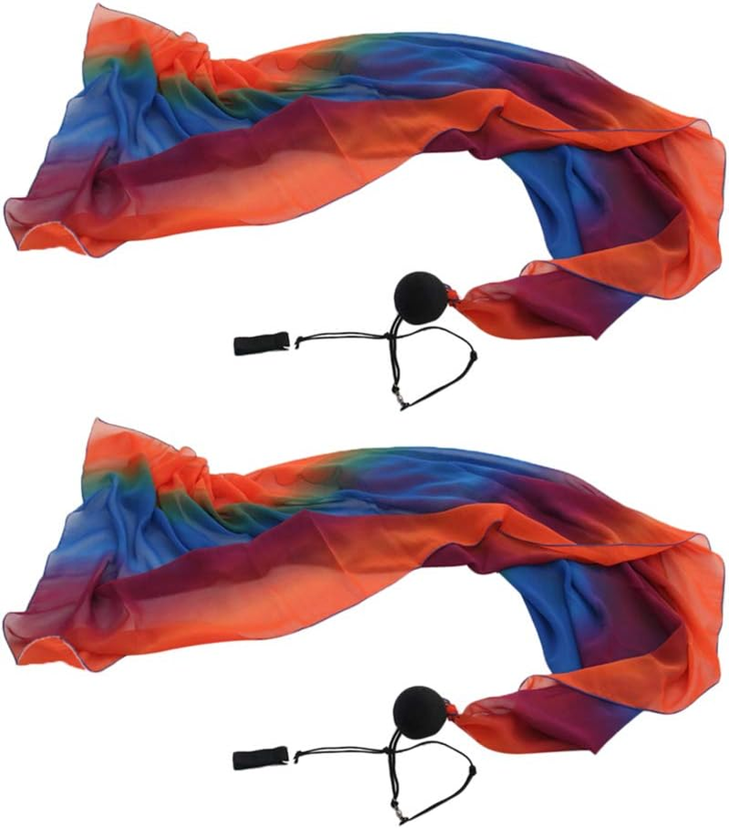 Oshhni Pair Smooth Veil Poi Thrown Balls Imitated Silk Belly Dance Performance image number 6