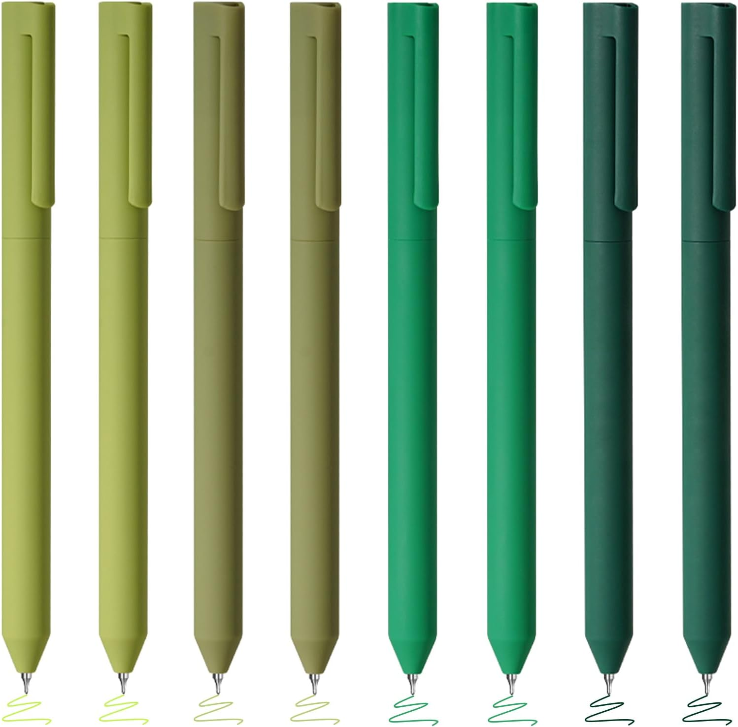 BAYTORY 8Pcs Colored Gel Pens, 0.5Mm Fine Point Multicolored Ink Pen，Colorful Pens Smooth Writing for Note Taking and Marking Supplies (Green)