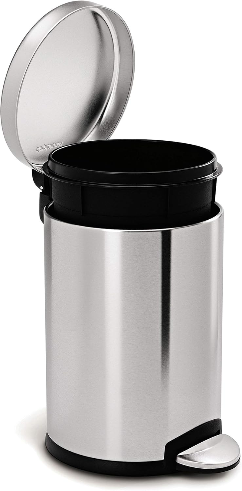 Simplehuman 4.5 Liter / 1.2 Gallon round Bathroom Step Rubbish Bin, Brushed Stainless Steel image number 4