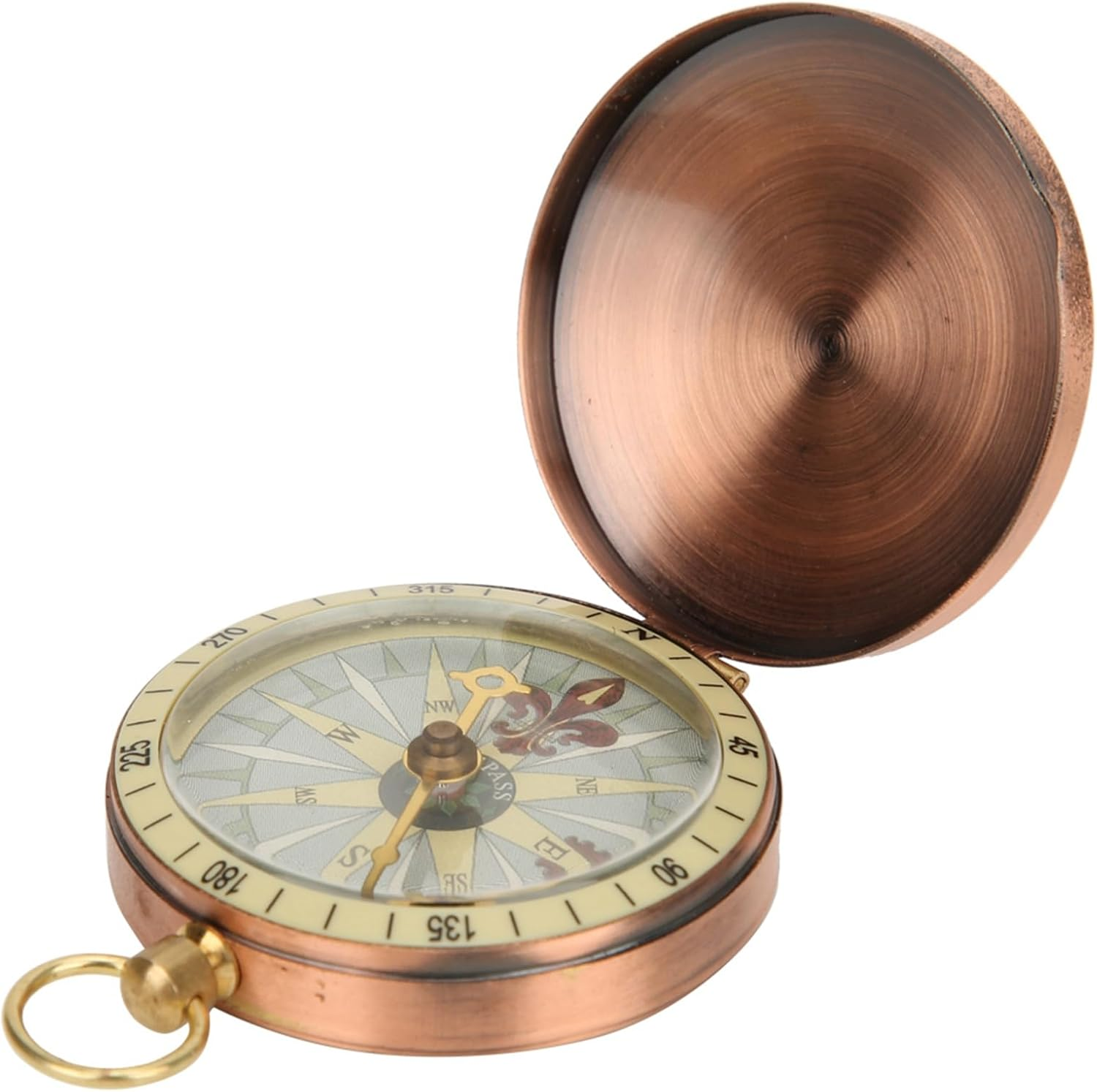 Vintage Retro Metal Copper Pocket Watch Compass, Lightweight and Portable for Camping Hiking, Suitable for Outdoor Activities, Bronze image number 2