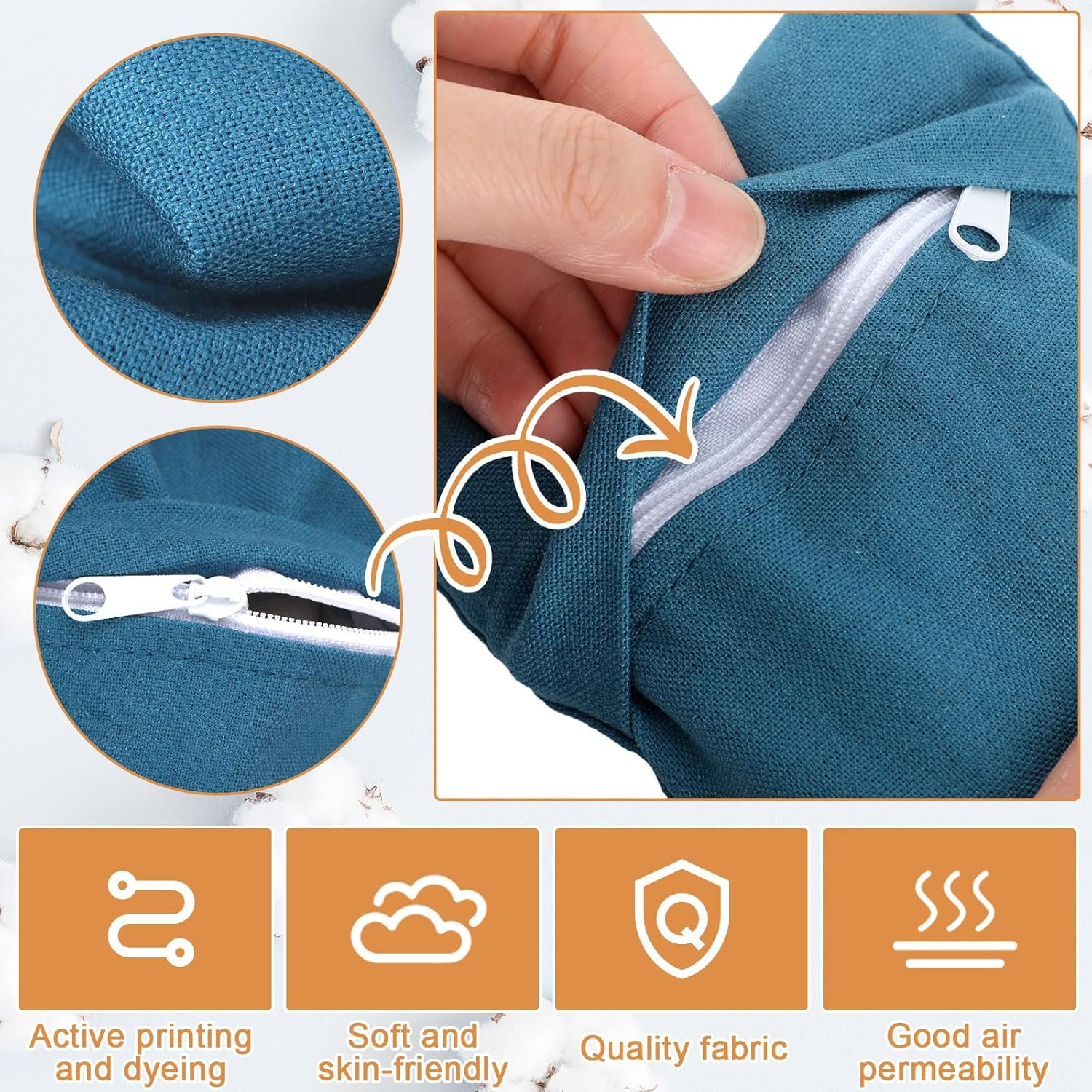 Smoothnovelty 6 Pack Washable Cotton Eye Pillow Case Removable Unscented Zippered Eye Pillow Cover 9.06 X 4.53 Inches for Yoga Relaxation Sleeping Meditation Spa Migraine Relief Massage Accessories image number 1