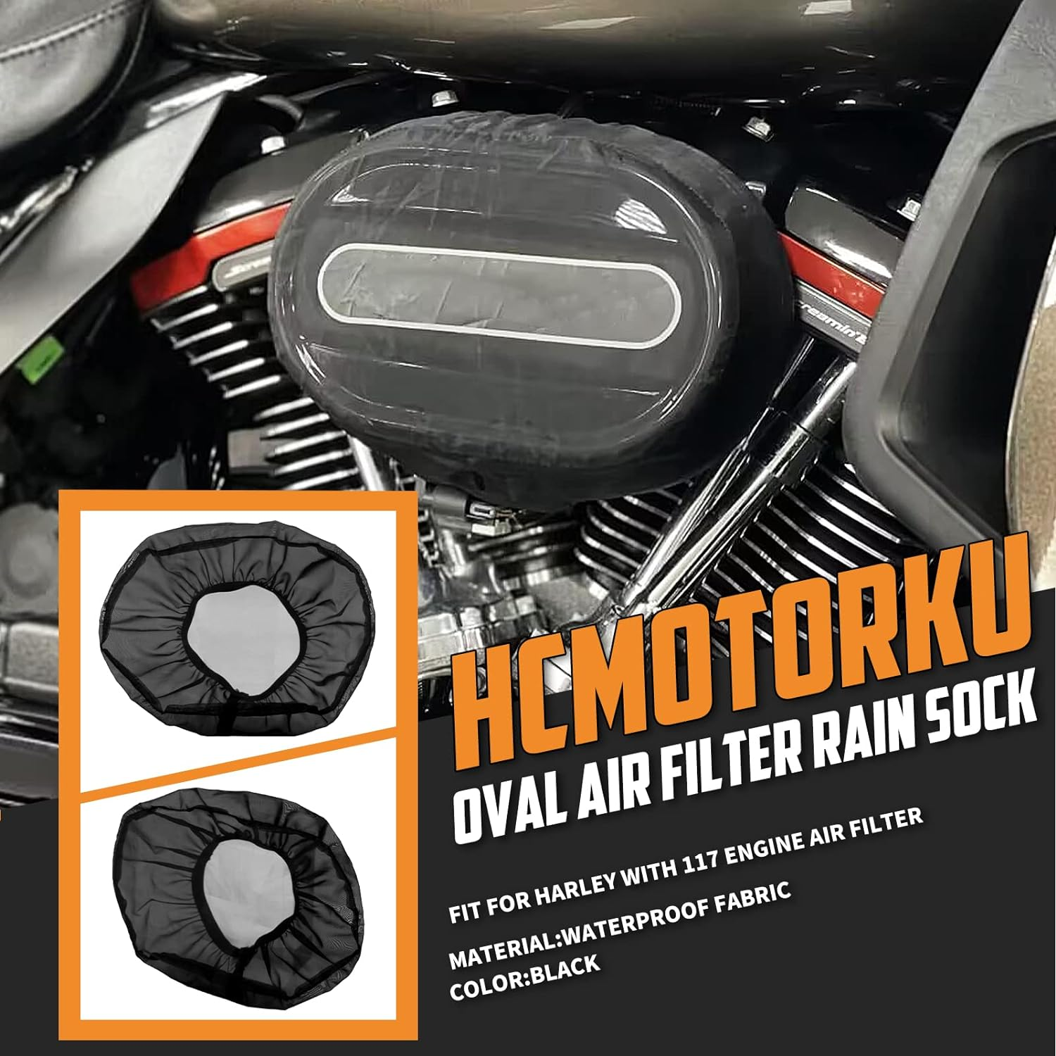 Motorcycle Air Filter Rain Sock Cover Dustproof Waterproof Air Filter Protective Cover Fit for Harley Touring FLHR FLHX Road King Street Glide Softail Sportster XL 1200 883 Dyna (Style: G)