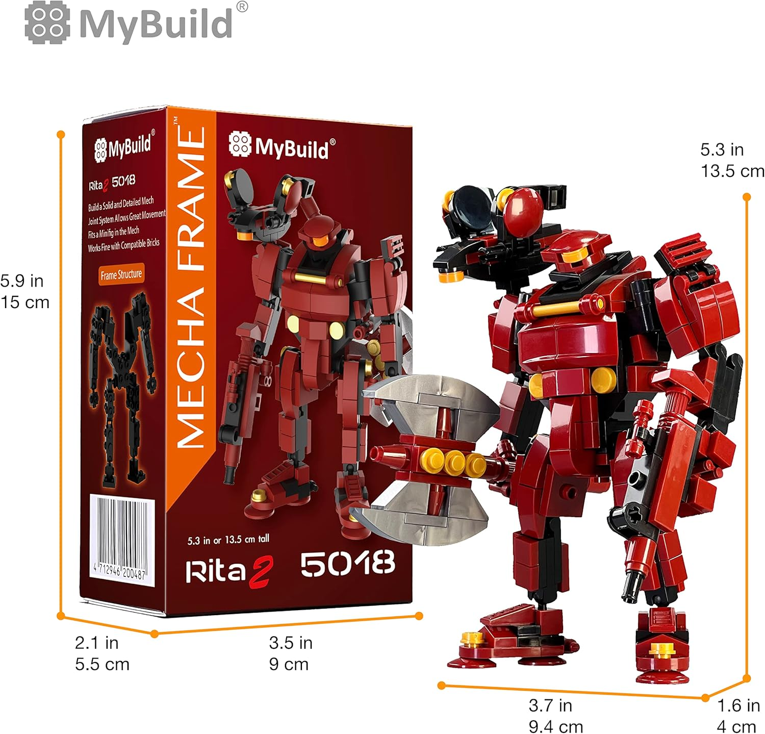 Mybuild Mecha Frame Rita &ndash; Red Armour Sci-Fi Mech Building Set - Model 5018 image number 2