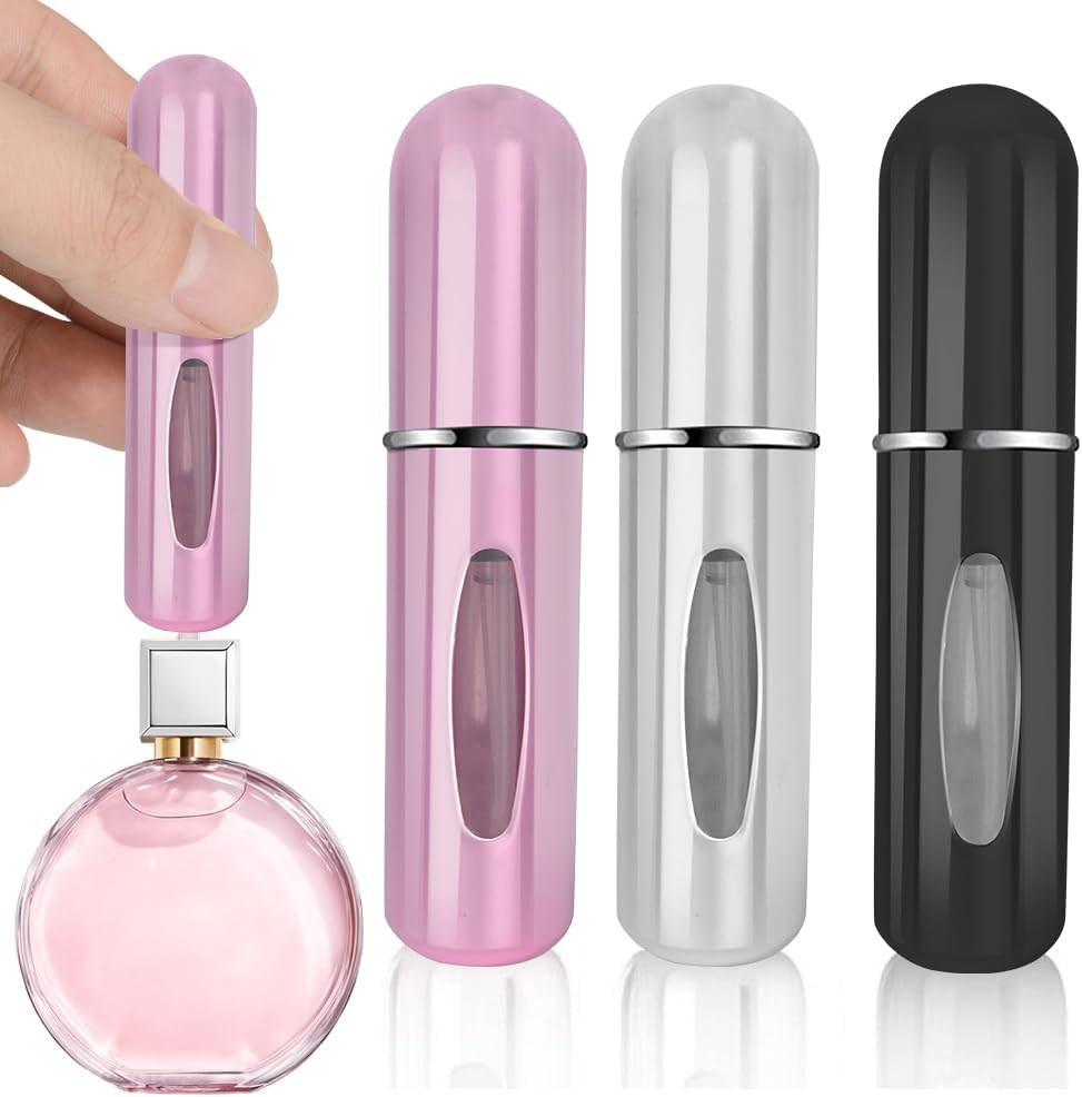 FOME Refillable Perfume Atomizer Bottle, Portable 5Ml Mini Refillable Perfume Spray Scent Pump Case Perfume Dispenser Pump Transfer Tool for Travel (3PCS) image number 3