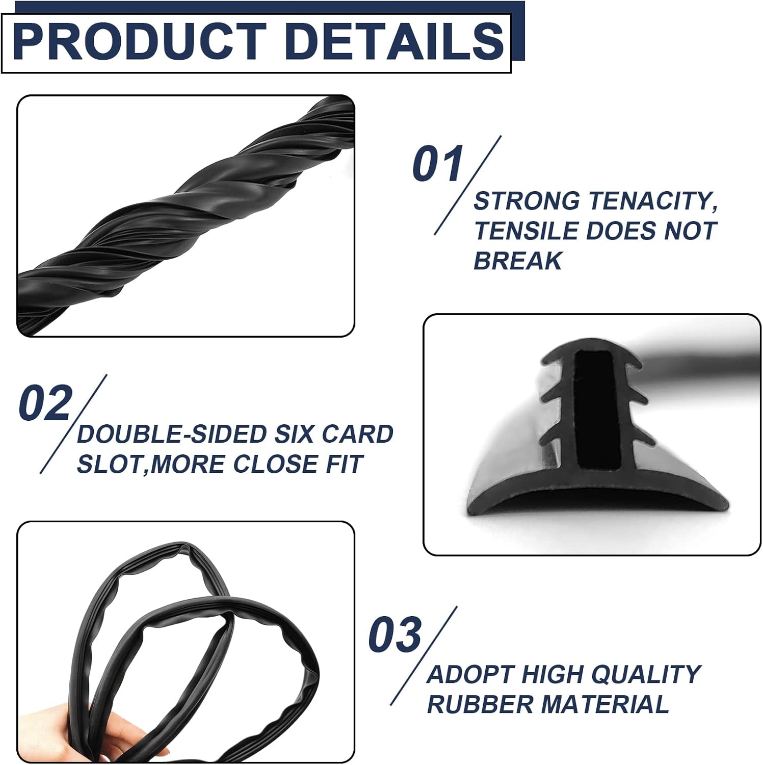 2.0M Universal Car Slit Windshield Trim Strip, Car Rubber Seal Protector Guard Strip, Car Dashboard Seal Strip, Dashboard Panel Sound Insulation Adhesive Strips, Suitable for Cars, Trucks, Boats, Rvs image number 5