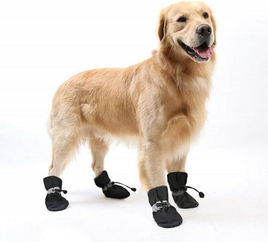AIMALL 4PCS Anti-Slip Waterproof Dog Shoes with Reflective Strips Durable Pet Rain Boots Comfortable Fabric for Small and Large Dogs image number 5