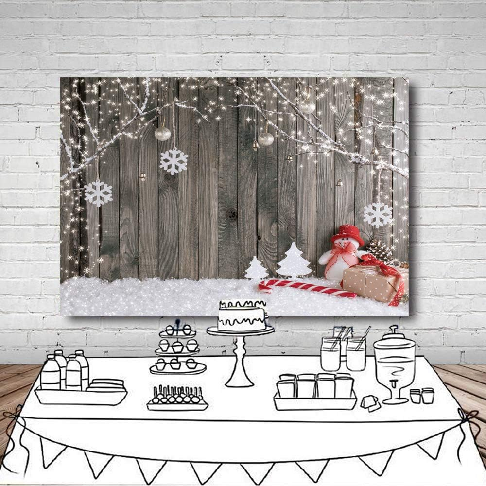 LYWYGG 10X8FT Christmas Backdrop Snow Floor Photo Backgrounds Wooden Wall Photography Backdrops for Child CP-70-1008 image number 4