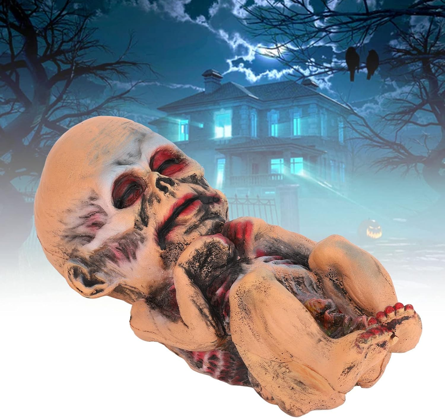 Halloween Haunted Doll, Scary Ghost Baby Decoration Tricky Toys Creepy Mummy Doll Baby Scary Haunted House Statue for Halloween Decorations and Halloween Accessories image number 6