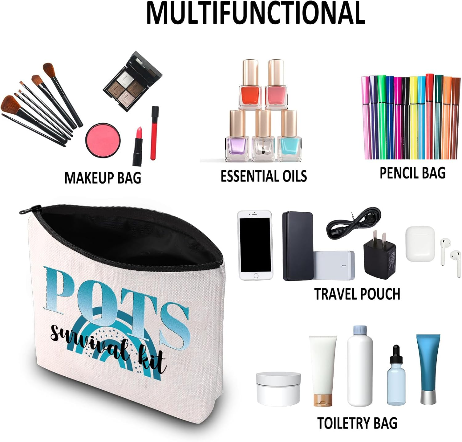 G2TUP POTS Awareness Gift POTS Survival Kit POTS Syndrome Fighter Warrior Cosmetic Bag Dysautonomia Awareness Gift, POTS Survival Kit MB