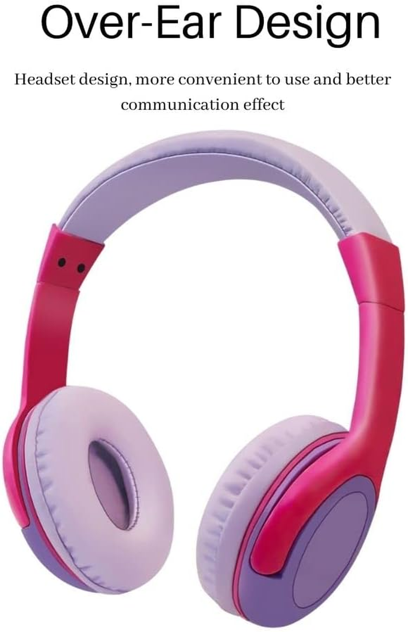 Maro Kids Headphones, Toddler over Ear Headset with Adjustable Headband, Hearing Protection, Volume Limit for Gaming, Music, Airplane, 3.5Mm Jack, Pink image number 6