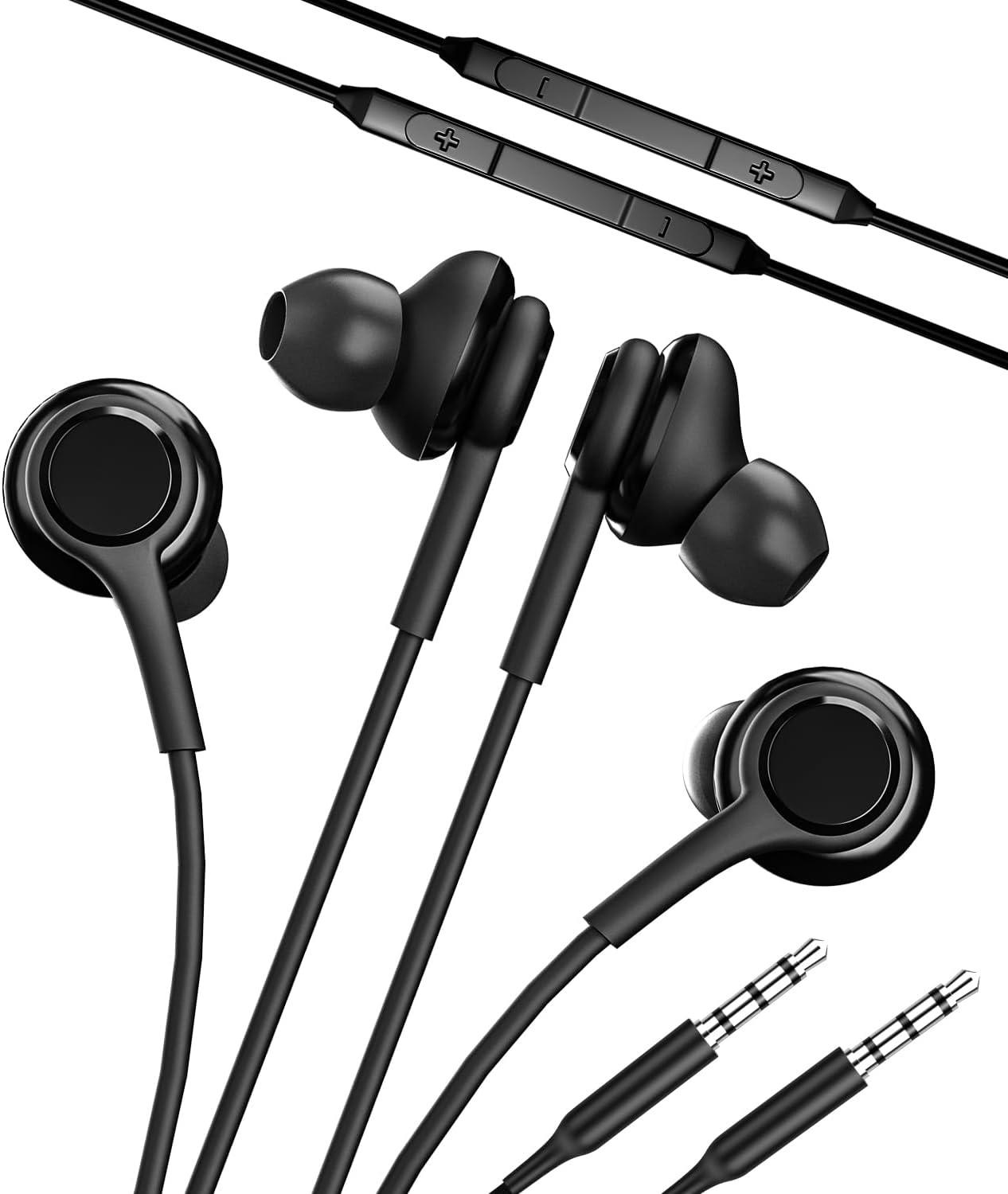 3.5 Mm Jack Headphones with Microphone 1.2 M Cable (Pack of 2) for Headset Wired In-Ear Earphones Cable Headphones Phone Headphone Connection PC Compatible with Samsung Galaxy S6 Edge + S7 Active S10+ image number 5